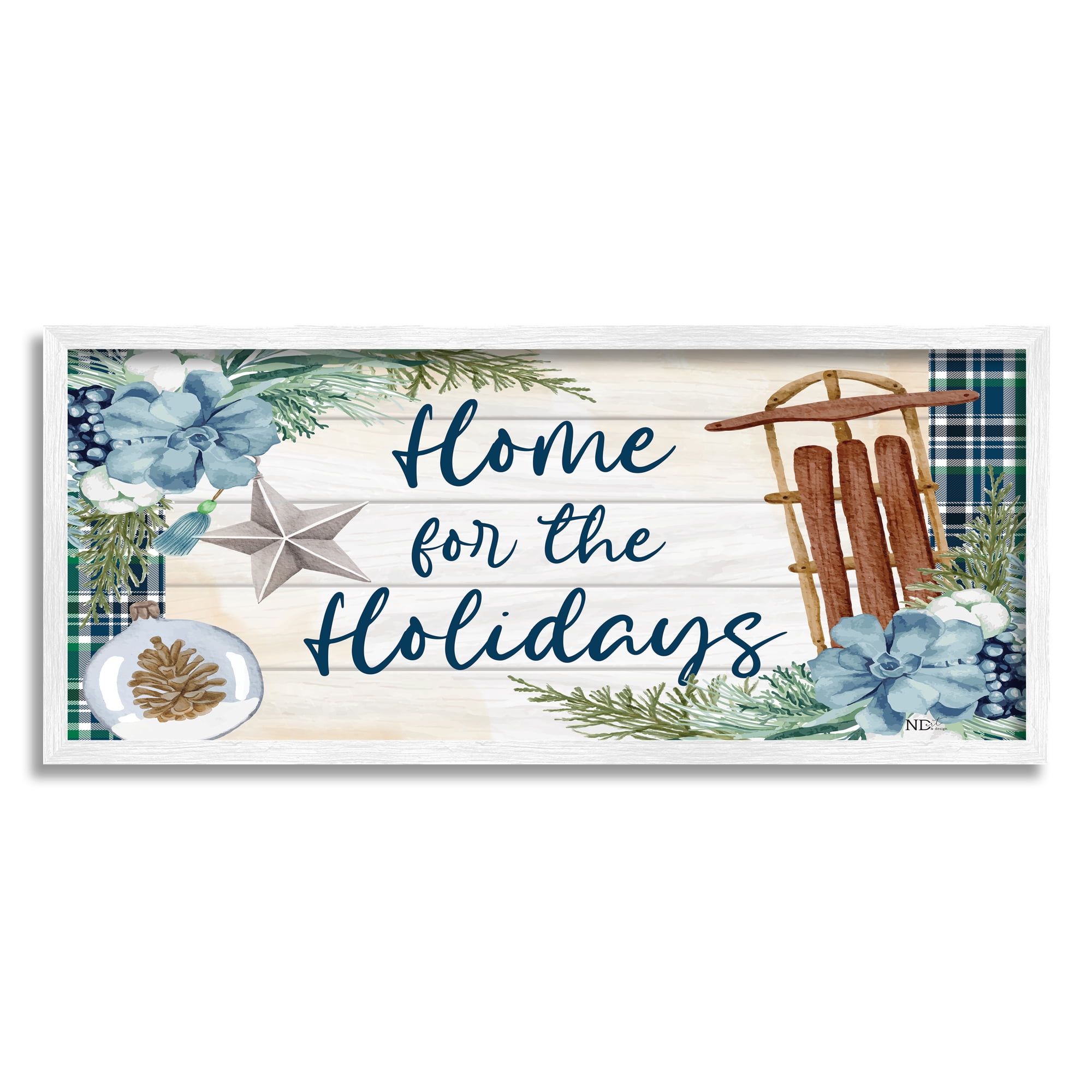 Stupell Industries Home For The Holidays Tartan Holiday Painting White Framed Art Print Wall Art