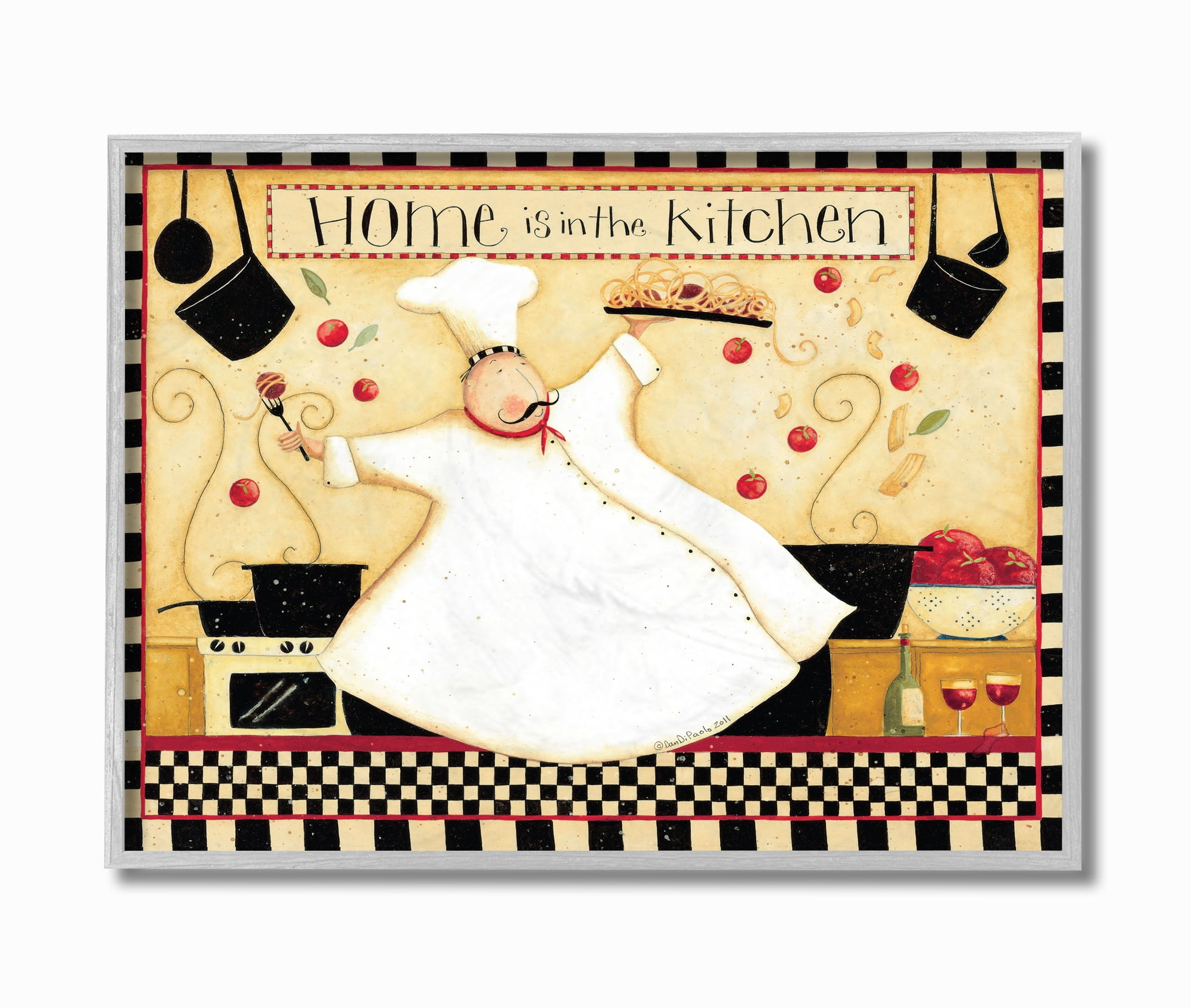 Stupell Industries Home Is In The Kitchen Wall Art Graphic Art Gray Framed Art Print Wall Art, 16x20, by Dan Dipaolo
