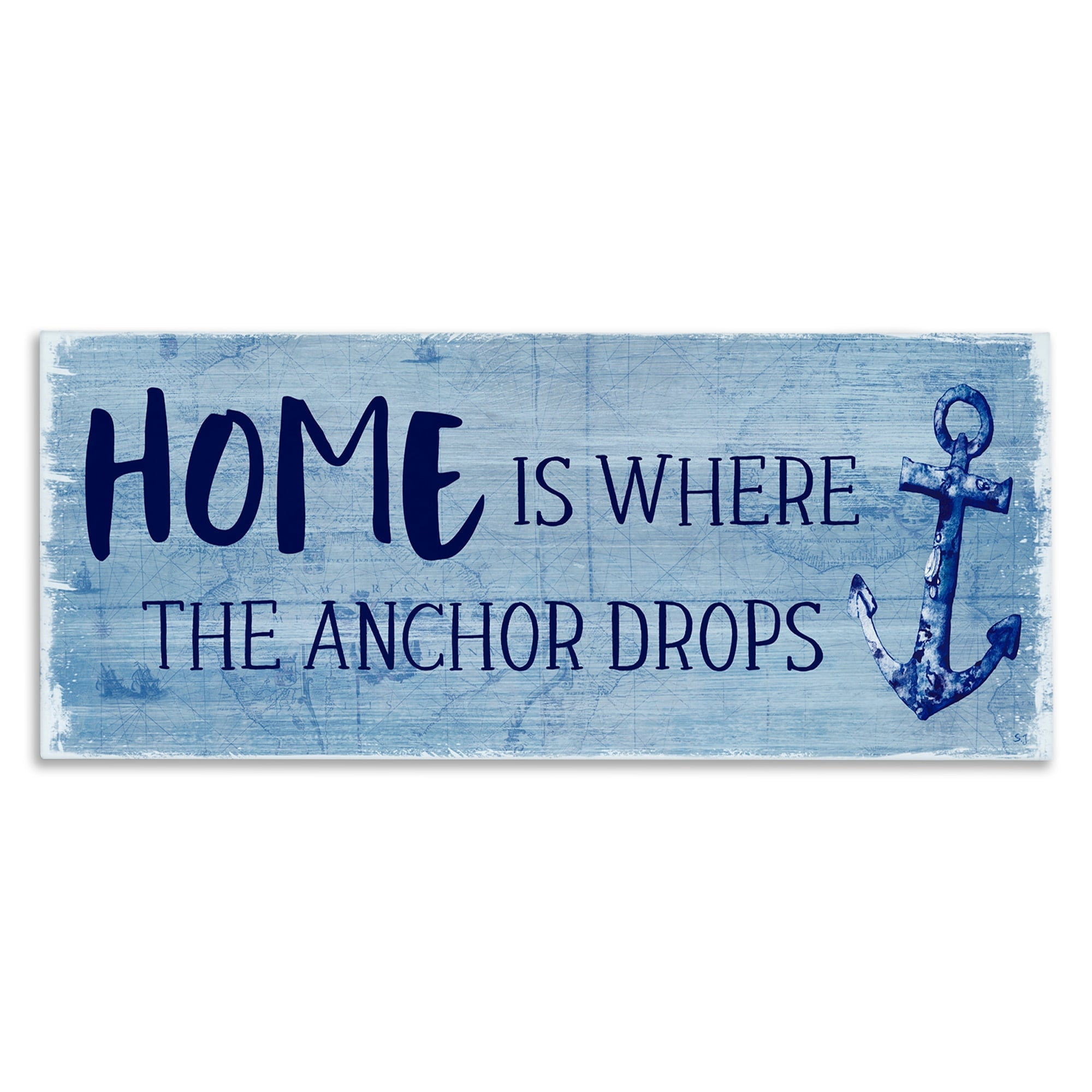 Stupell Industries Home Is Where Anchor Drops Nautical Beach Phrase Graphic Art Gallery Wrapped Canvas Print Wall Art, Design by Susan Jill