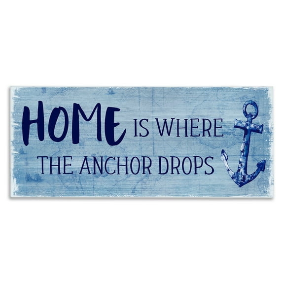 Stupell Industries Home Is Where Anchor Drops Nautical Beach Phrase Graphic Art Gallery Wrapped Canvas Print Wall Art, Design by Susan Jill