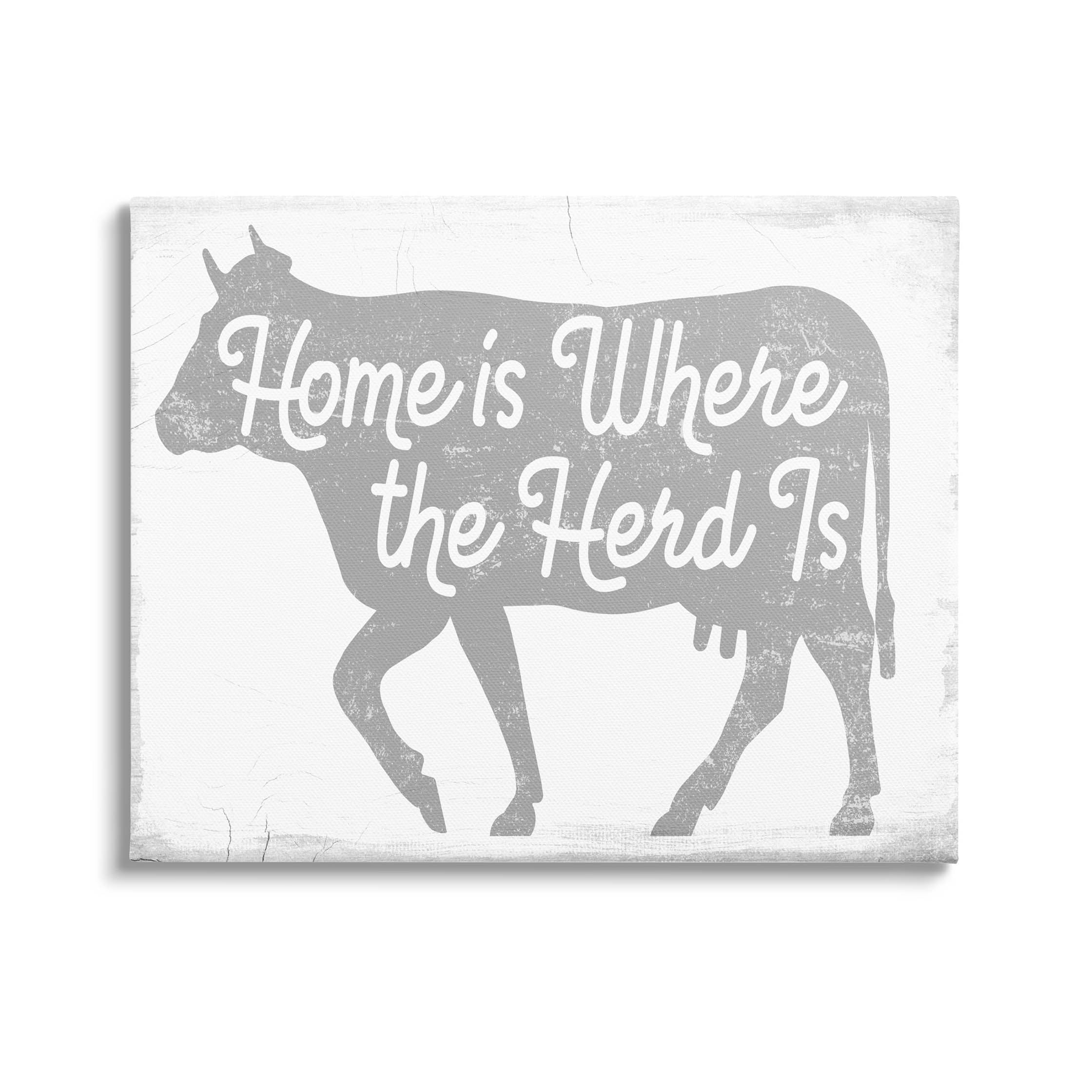 Stupell Industries Home Is Where Herd Is Phrase Graphic Art Gallery Wrapped Canvas Print Wall Art, Design by Lil' Rue