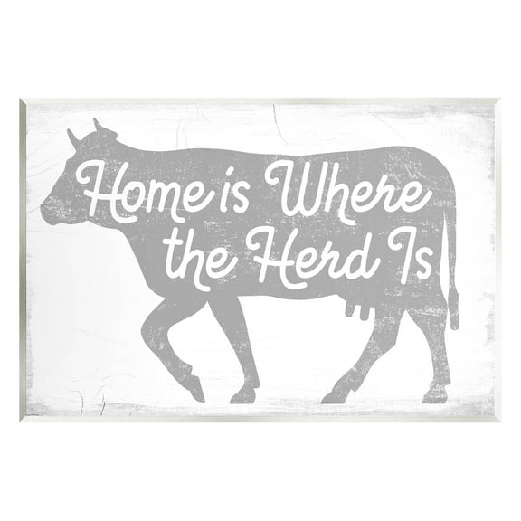 Stupell Industries Home Is Where Herd Is Phrase Graphic Art Unframed Art Print Wall Art, Design by Lil' Rue