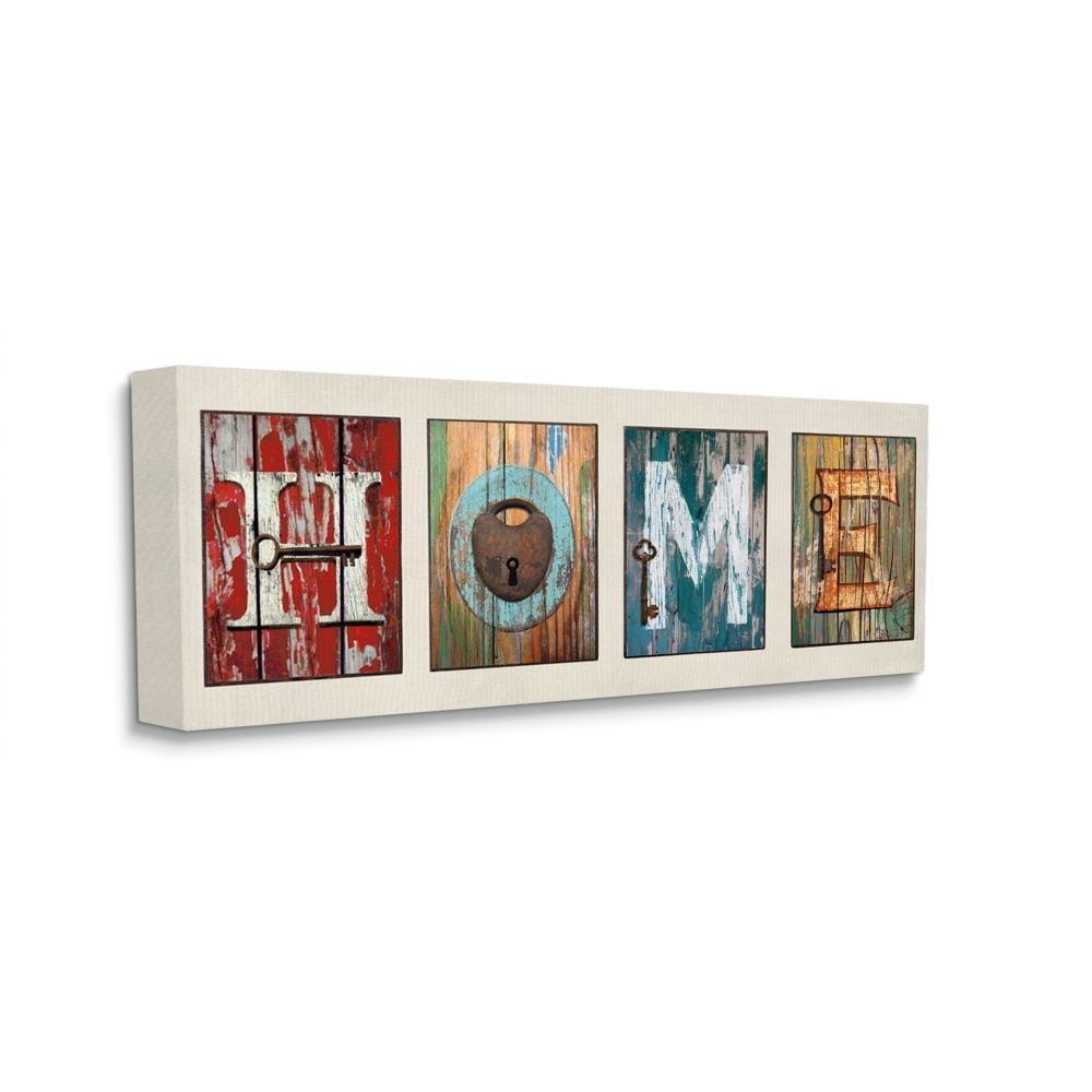 Stupell Industries Home Locks And Key Colored Squares Design Canvas Wall Art by Janie Macdowell
