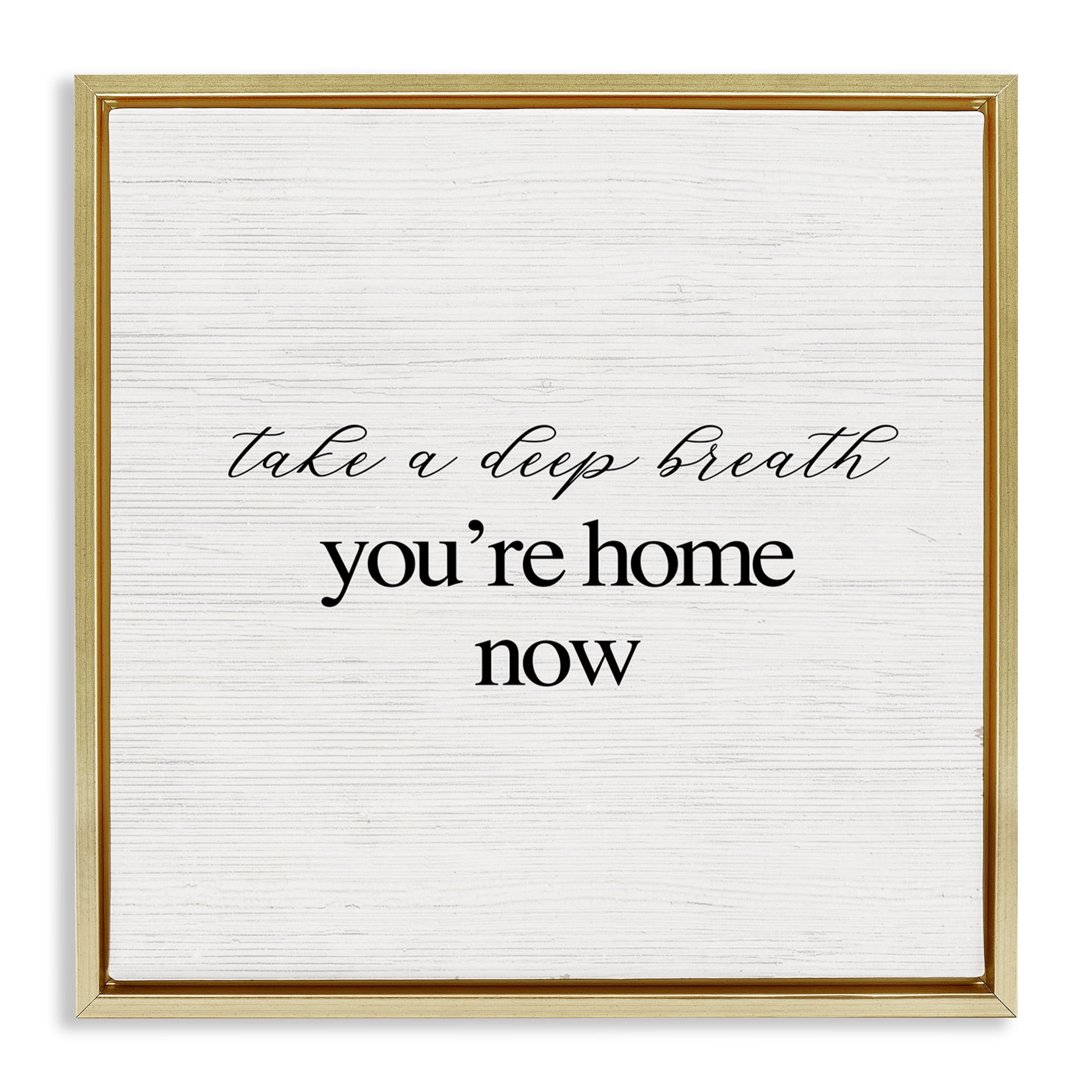 Stupell Industries Home Now Minimal Phrase Typography Painting Gold Floater Framed Canvas Art Print Wall Art, 25 x 25