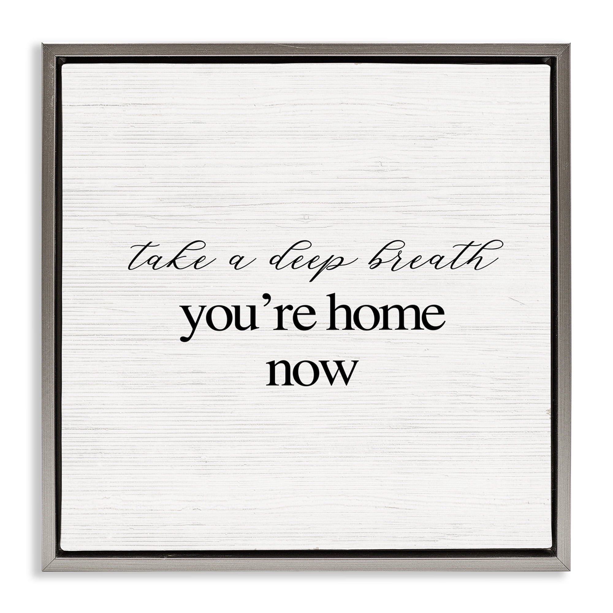 Stupell Industries Home Now Minimal Phrase Typography Painting Gray Floater Framed Canvas Art Print Wall Art, 18 x 18