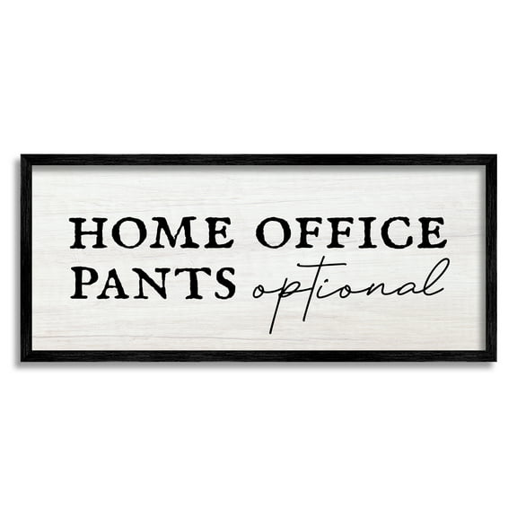 Stupell Industries Home Office Pants Optional Funny Typography Painting Black Framed Art Print Wall Art