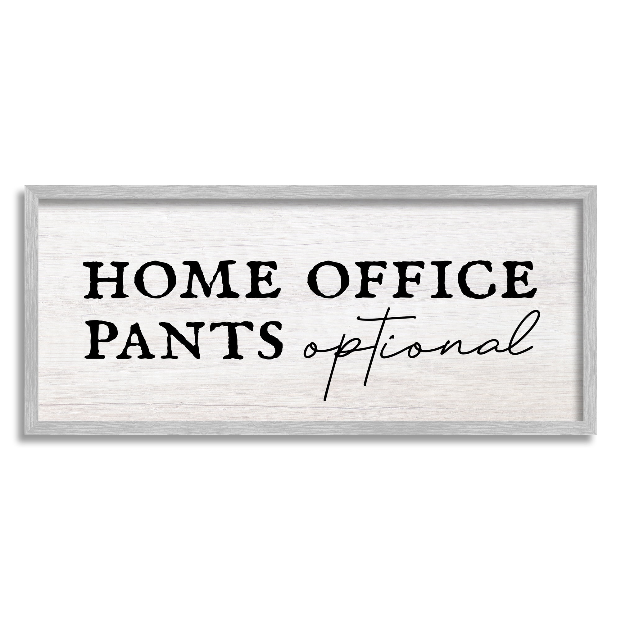 Stupell Industries Home Office Pants Optional Funny Typography Painting Gray Framed Art Print Wall Art