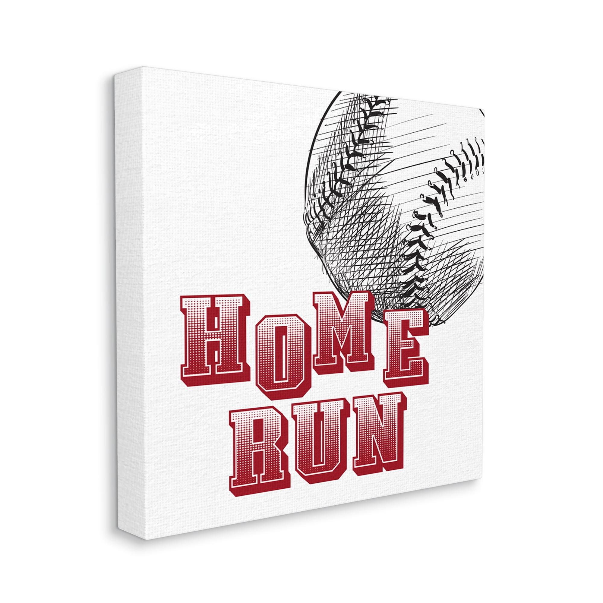 Stupell Industries Home Run Baseball Sports Ball Red Varsity Typography Sports Painting Gallery Wrapped Canvas Print Wall Art, 36 x 36