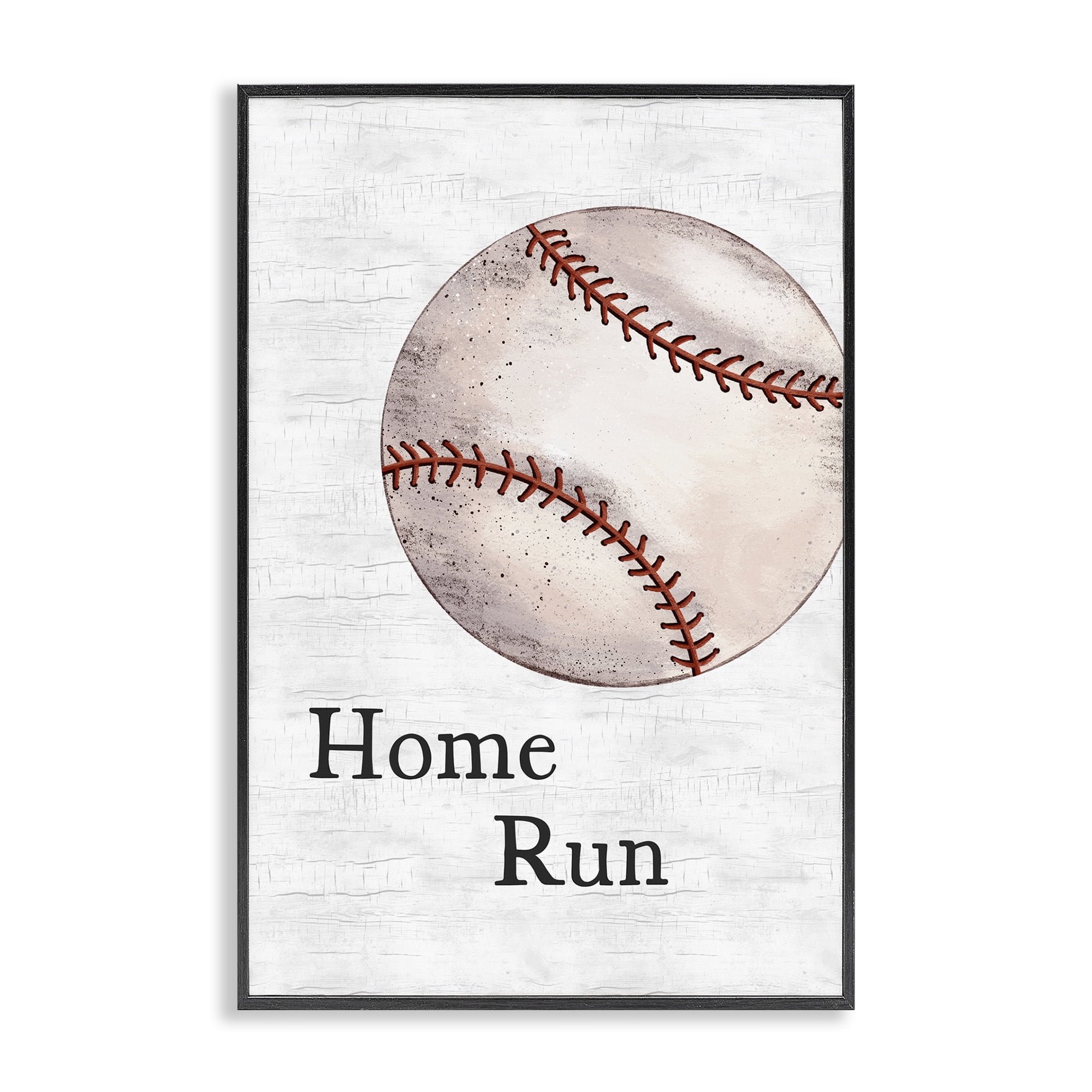 Stupell Industries Home Run Baseball Sports Painting Black Framed Art Print Wall Art, 20 x 30