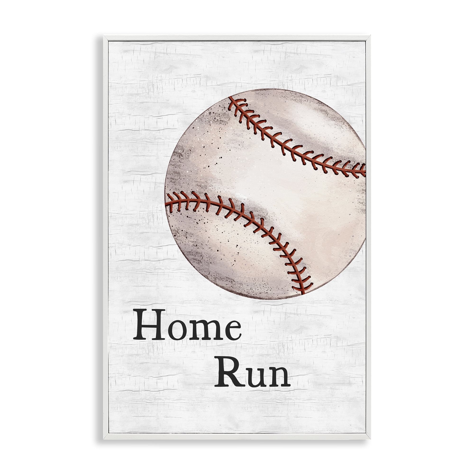 Stupell Industries Home Run Baseball Sports Painting White Framed Art Print Wall Art, 20 x 30