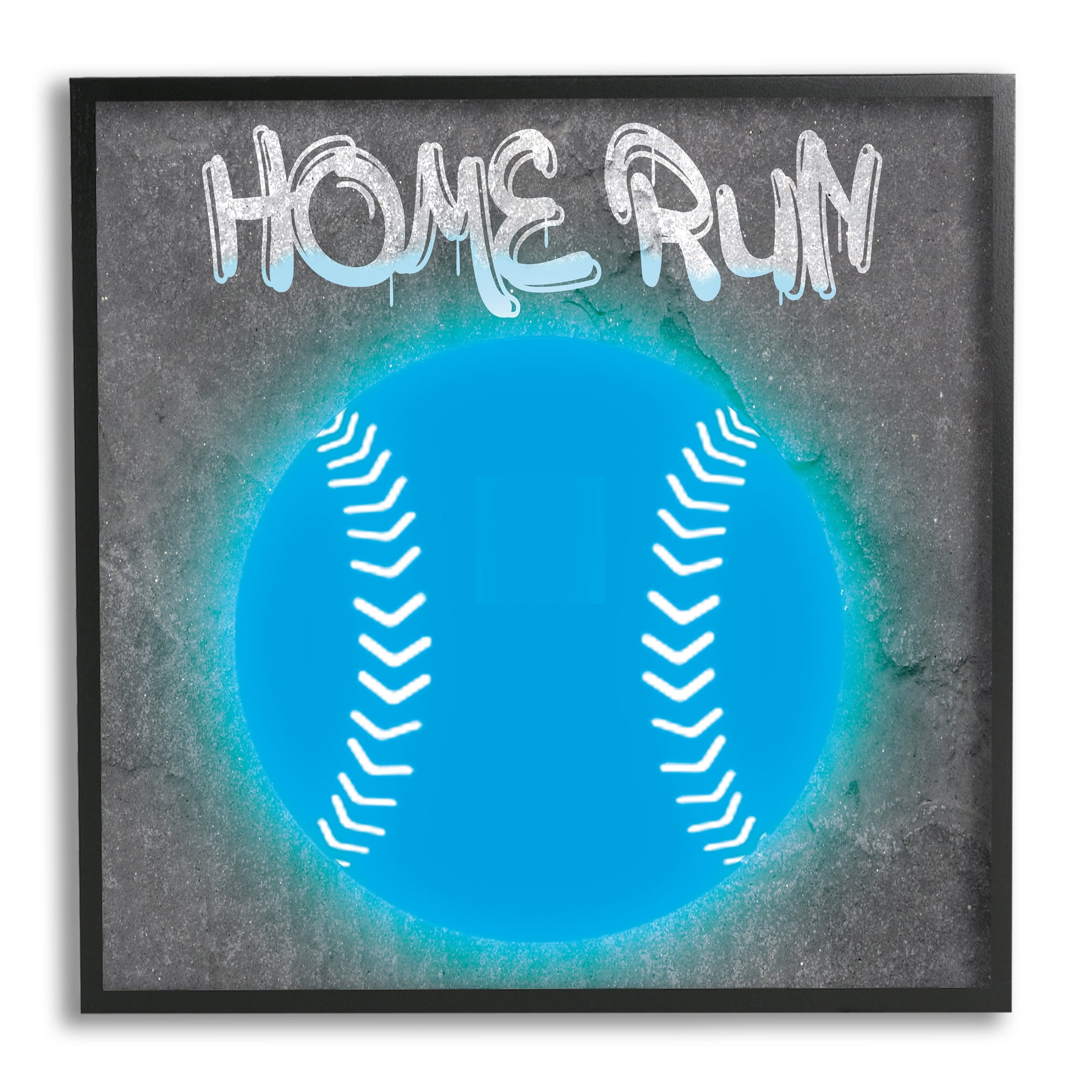 Stupell Industries Home Run Urban Sports Sports Painting Black Framed Art Print Wall Art, 24 x 24