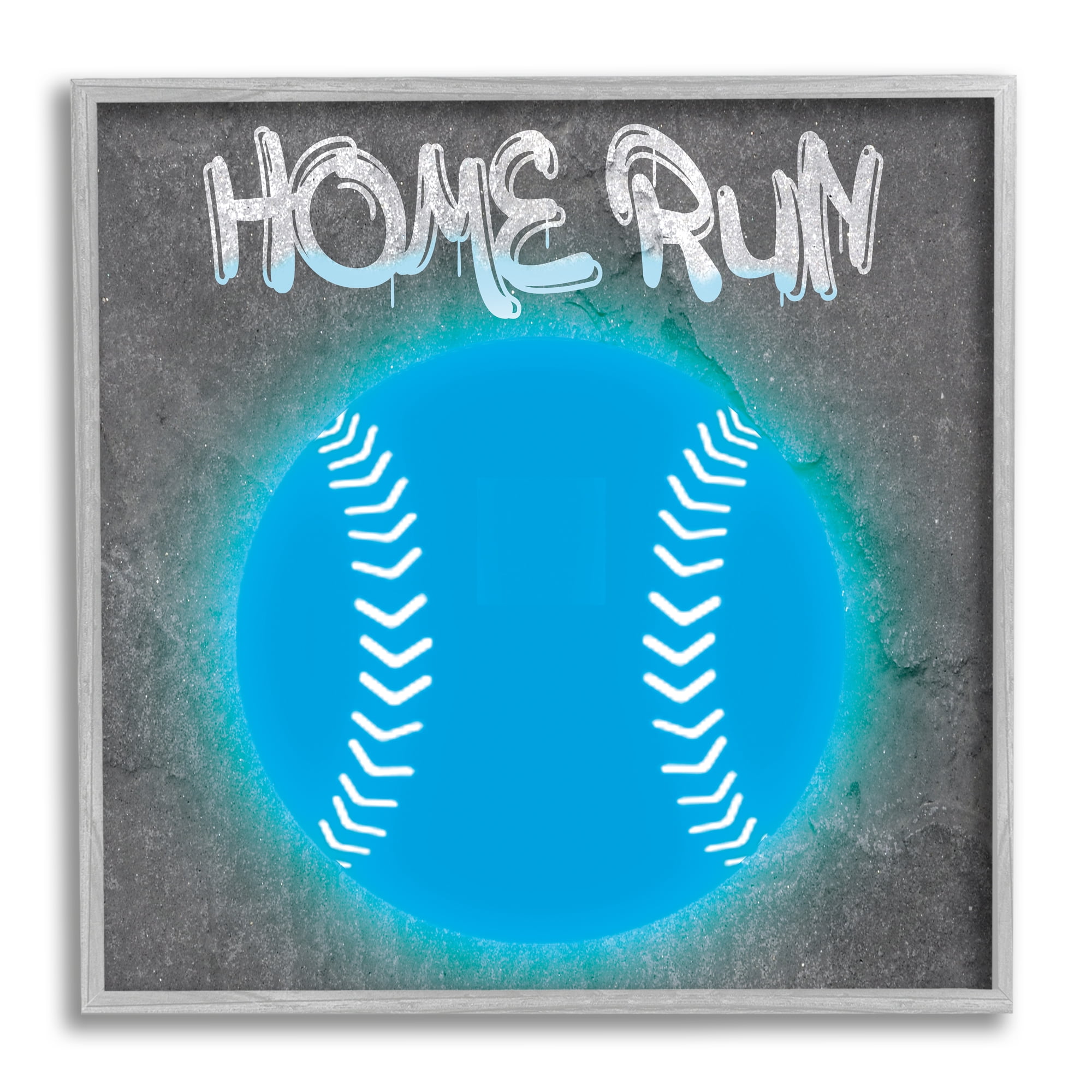Stupell Industries Home Run Urban Sports Sports Painting Gray Framed Art Print Wall Art, 12 x 12