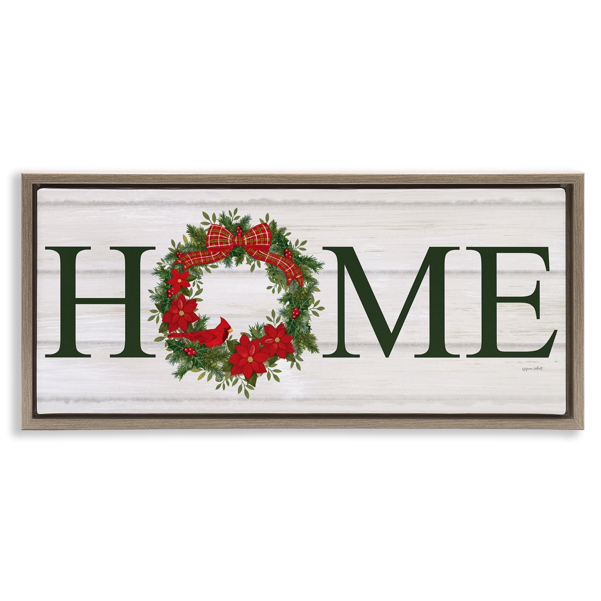 Stupell Industries Home Seasonal Wreath Botanical & Floral Painting Brown Floater Framed Canvas Art Print Wall Art, 25 x 11