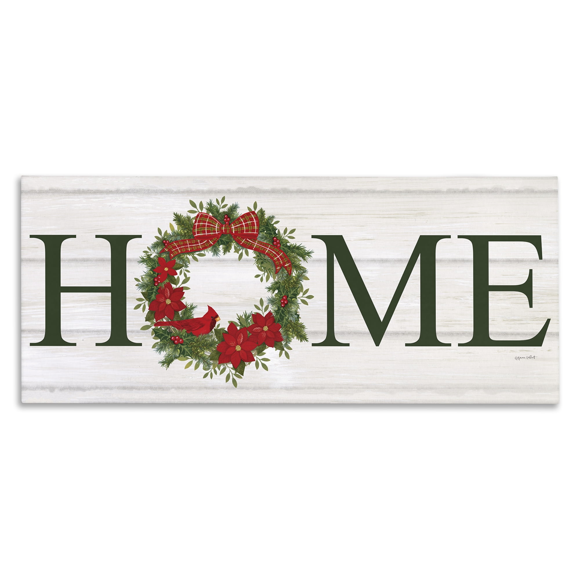 Stupell Industries Home Seasonal Wreath Botanical & Floral Painting Gallery Wrapped Canvas Art Print Wall Art, 40 x 17