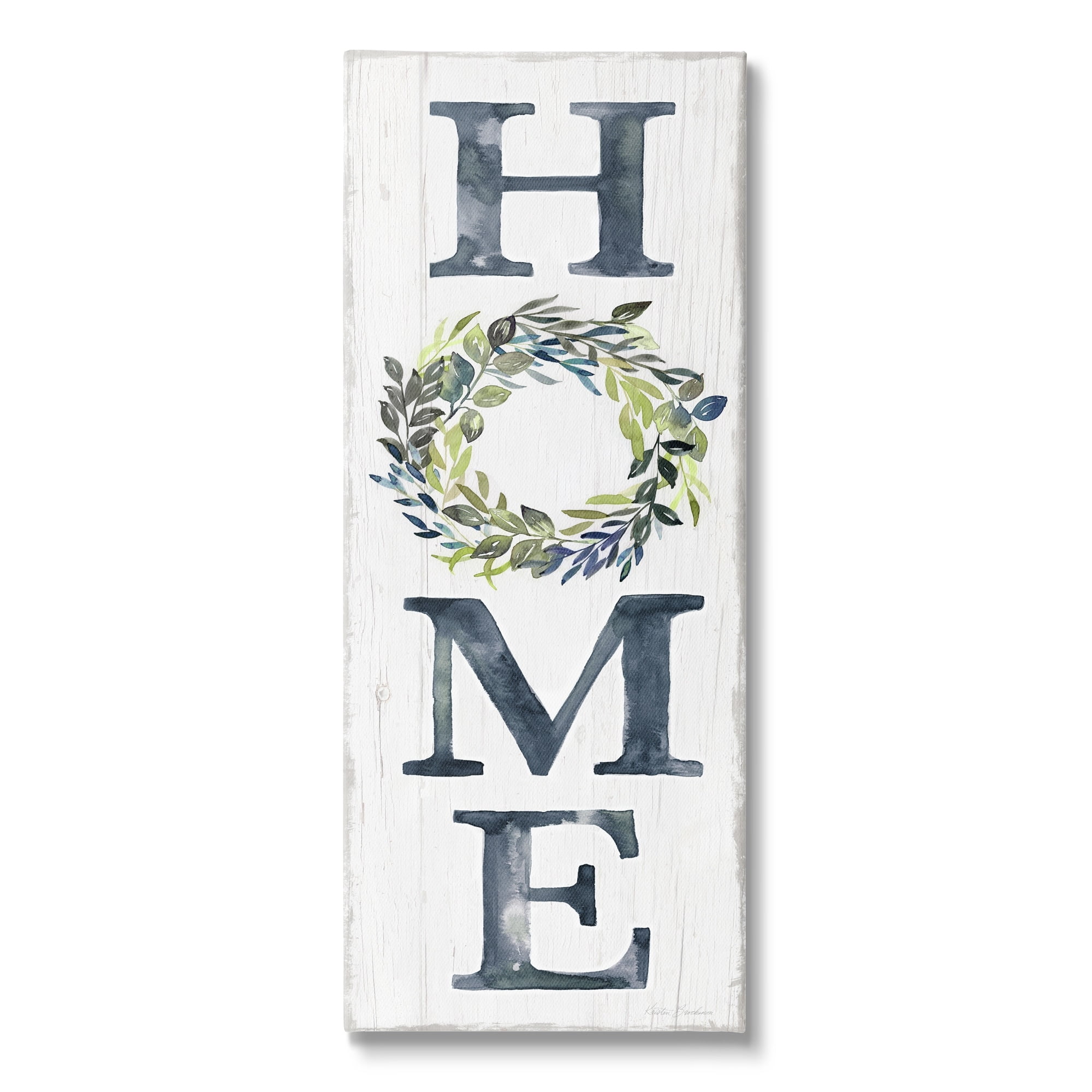 Stupell Industries Home Sign Botanical Leaf Wreath Grain Pattern Graphic Art Gallery Wrapped Canvas Print Wall Art, Design by Kristen Brockmon