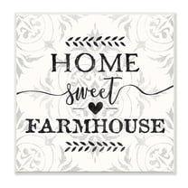 Stupell Industries Home Sweet Farmhouse Soft Sentiment Damask Pattern, 12 x 12, Design by Ziwei Li