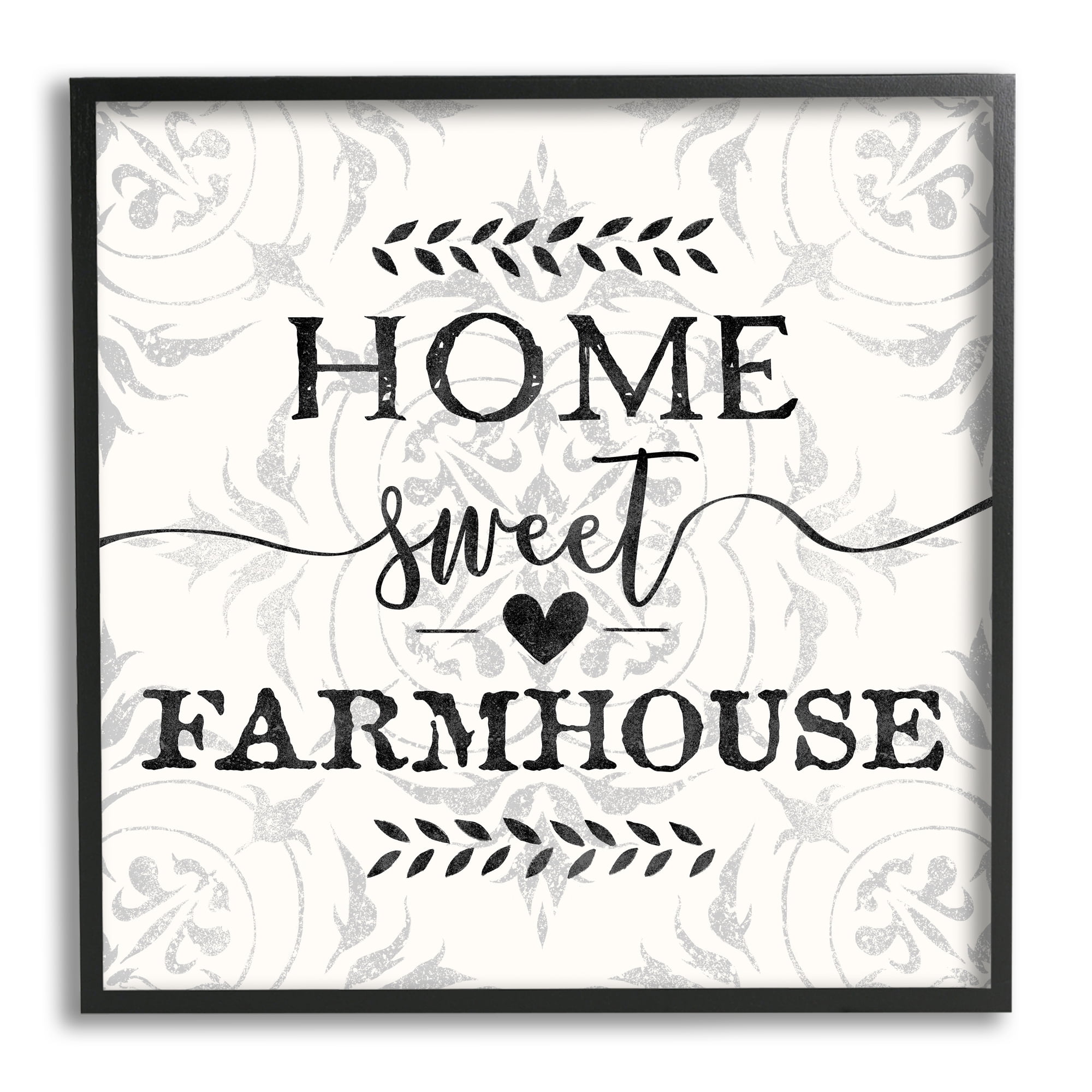 Stupell Industries Home Sweet Farmhouse Soft Sentiment Damask Pattern, 24 x 24, Design by Ziwei Li