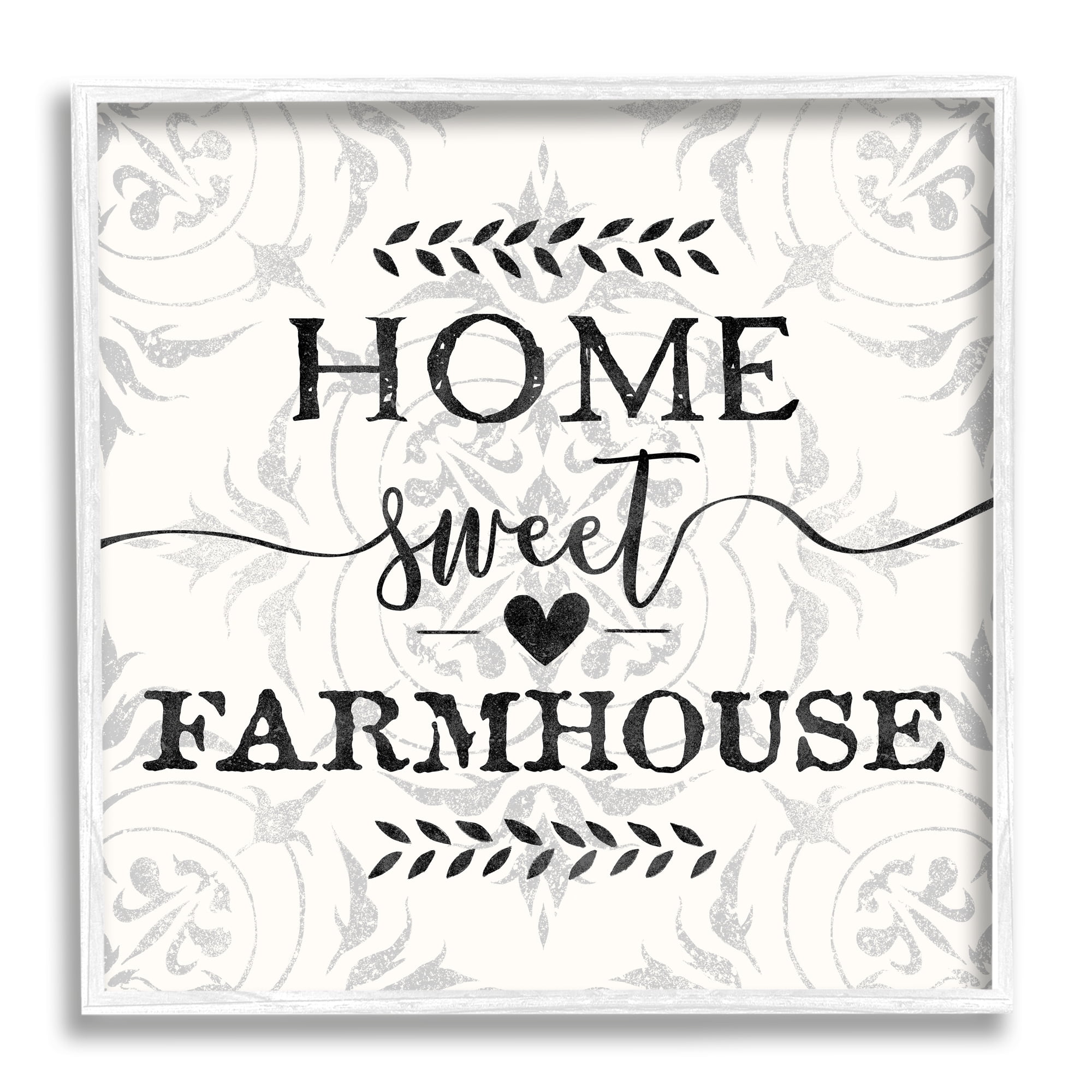 Stupell Industries Home Sweet Farmhouse Soft Sentiment Damask Pattern, 24 x 24, Design by Ziwei Li