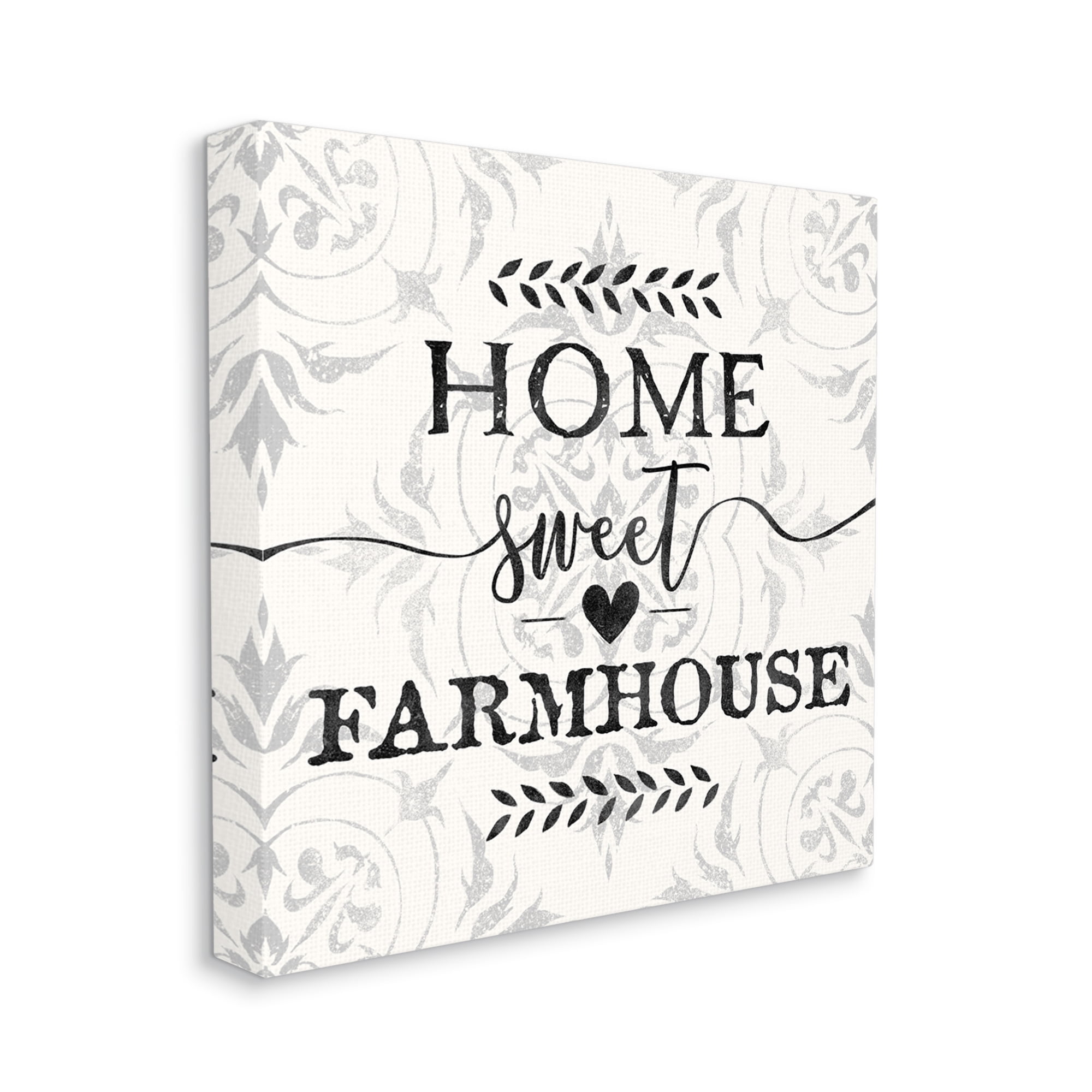 Stupell Industries Home Sweet Farmhouse Soft Sentiment Damask Pattern, 30 x 30, Design by Ziwei Li