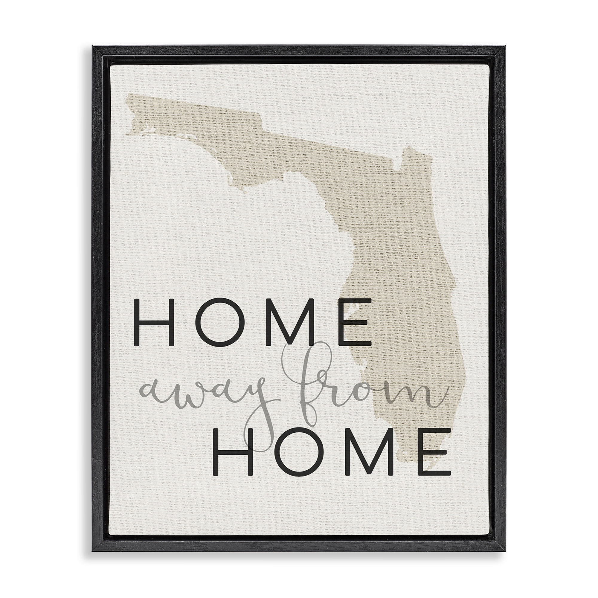 Stupell Industries Home Sweet Florida Typography Town & City Painting Black Floater Framed Canvas Art Print Wall Art, 17 x 21