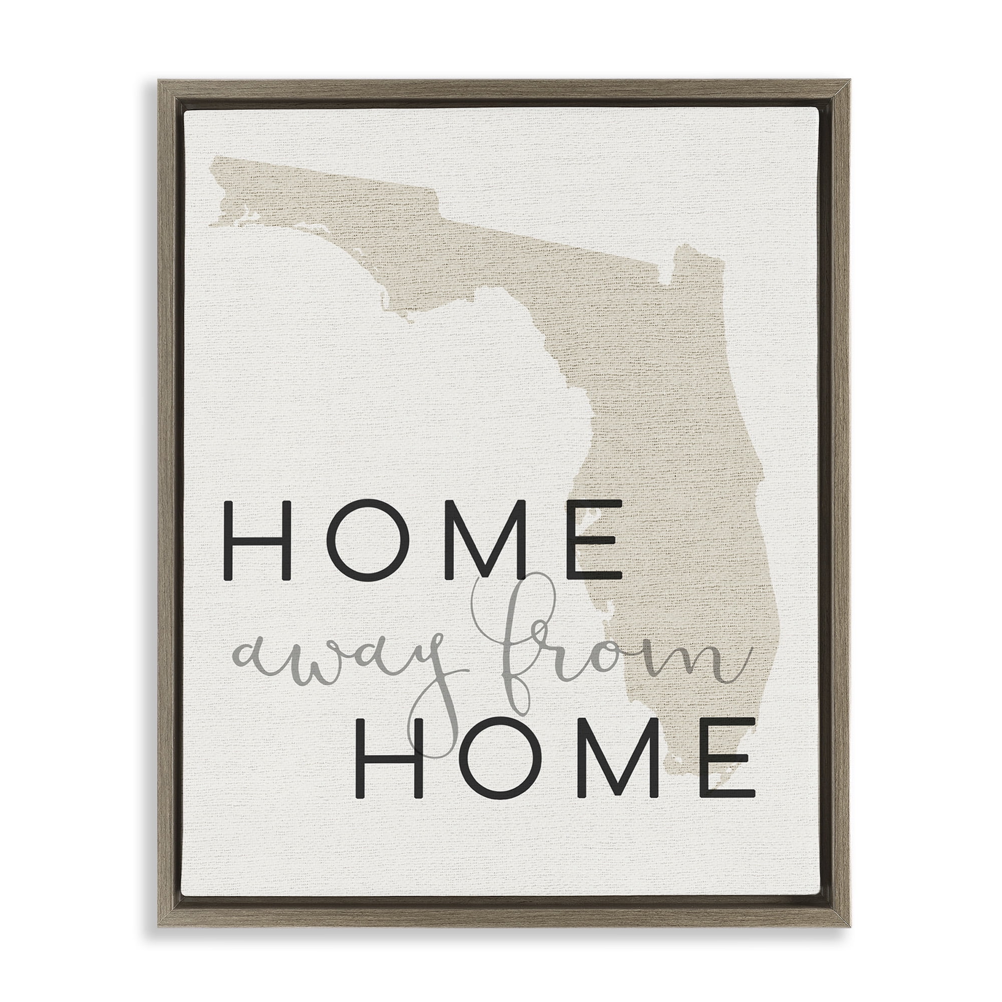 Stupell Industries Home Sweet Florida Typography Town & City Painting Brown Floater Framed Canvas Art Print Wall Art, 25 x 31