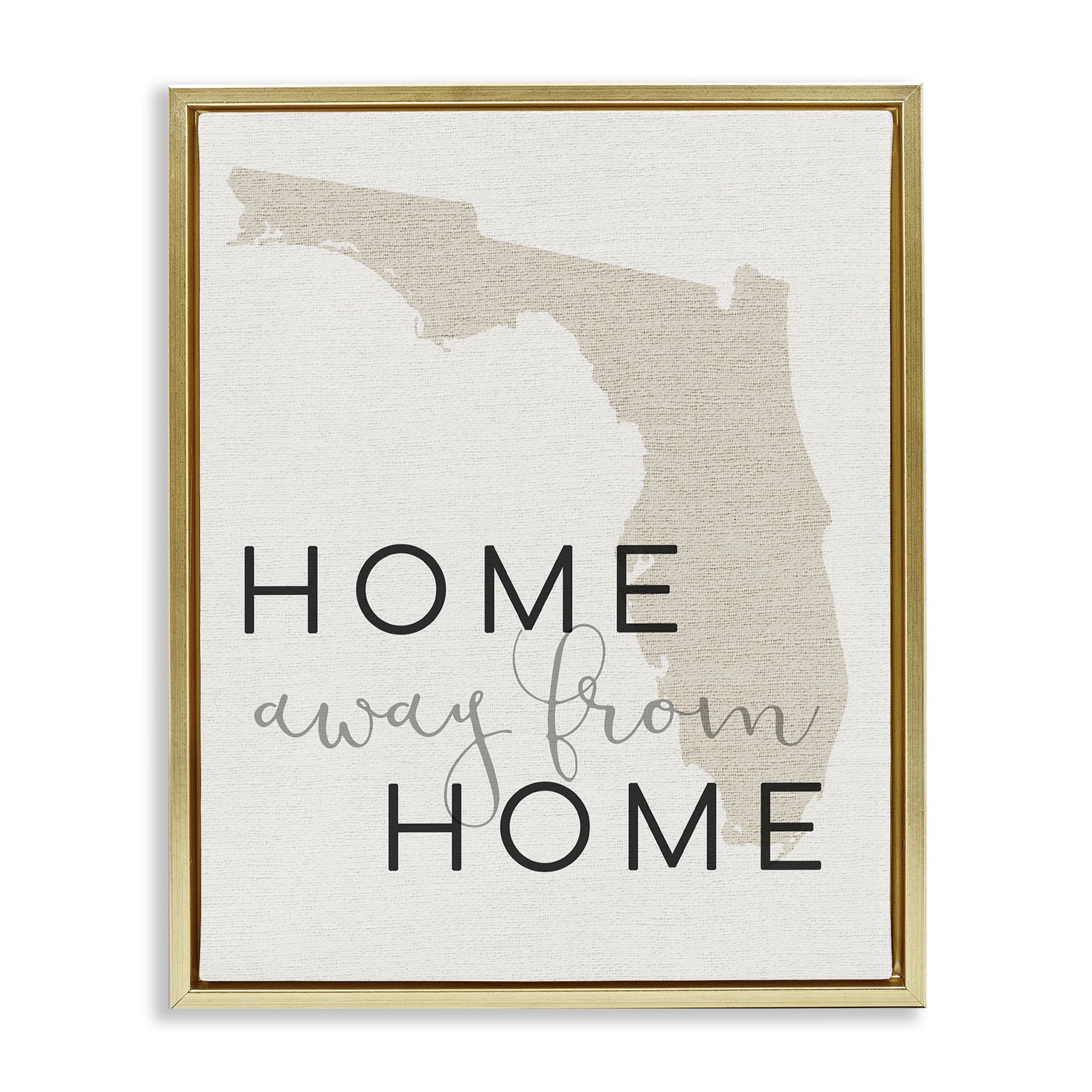 Stupell Industries Home Sweet Florida Typography Town & City Painting Gold Floater Framed Canvas Art Print Wall Art, 17 x 21