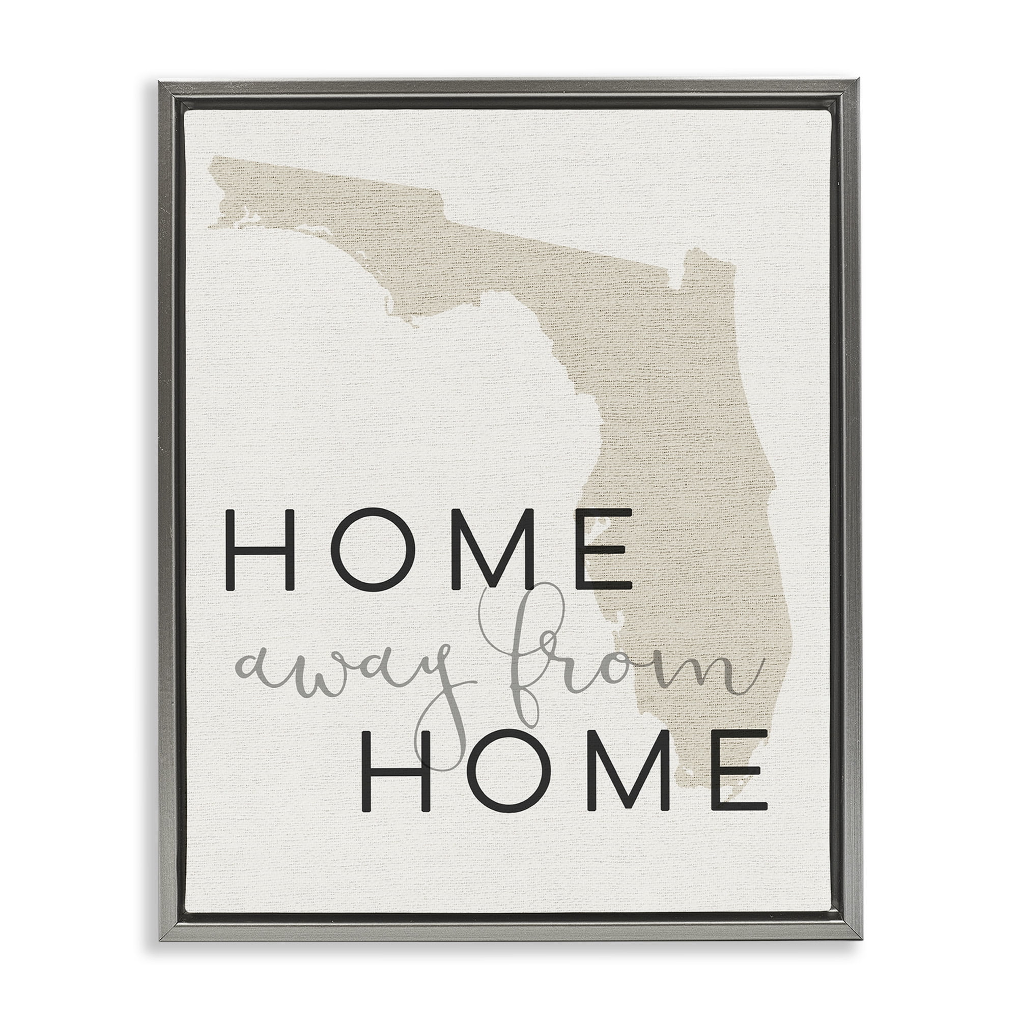 Stupell Industries Home Sweet Florida Typography Town & City Painting Gray Floater Framed Canvas Art Print Wall Art, 17 x 21