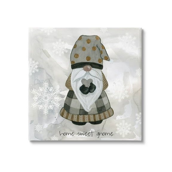 Stupell Industries Home Sweet Gnome Winter Snowflakes Graphic Art Gallery Wrapped Canvas Print Wall Art, Design by Livi Finn