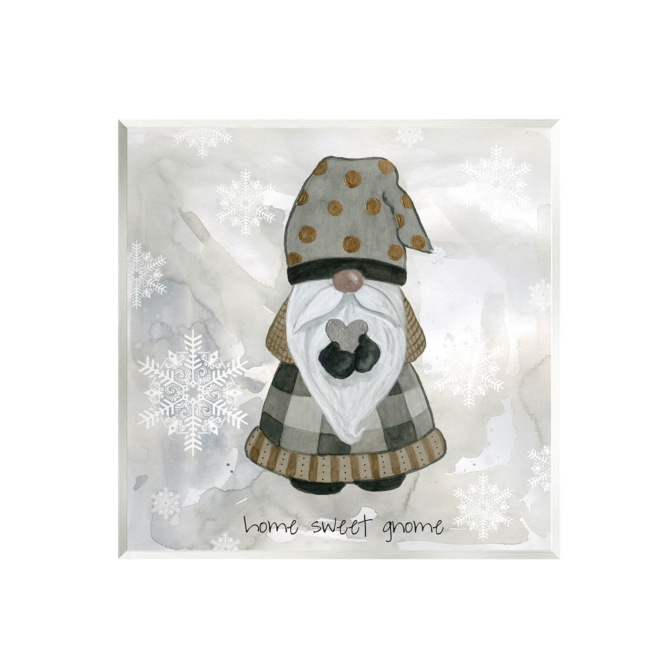 Stupell Industries Home Sweet Gnome Winter Snowflakes Graphic Art Unframed Art Print Wall Art, Design by Livi Finn