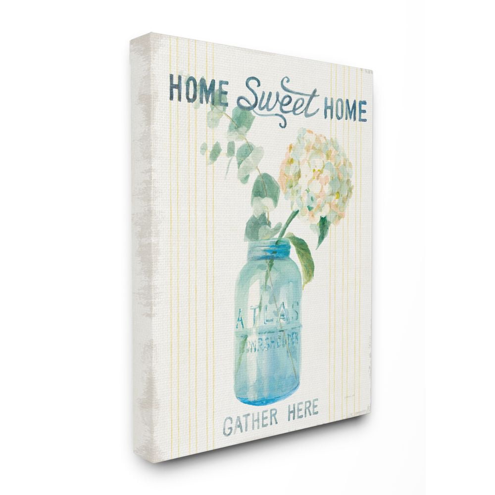 Stupell Industries Home Sweet Home Bouquet in Blue Jar Painting Canvas Wall Art Design by Danhui Nai, 30" x 40"