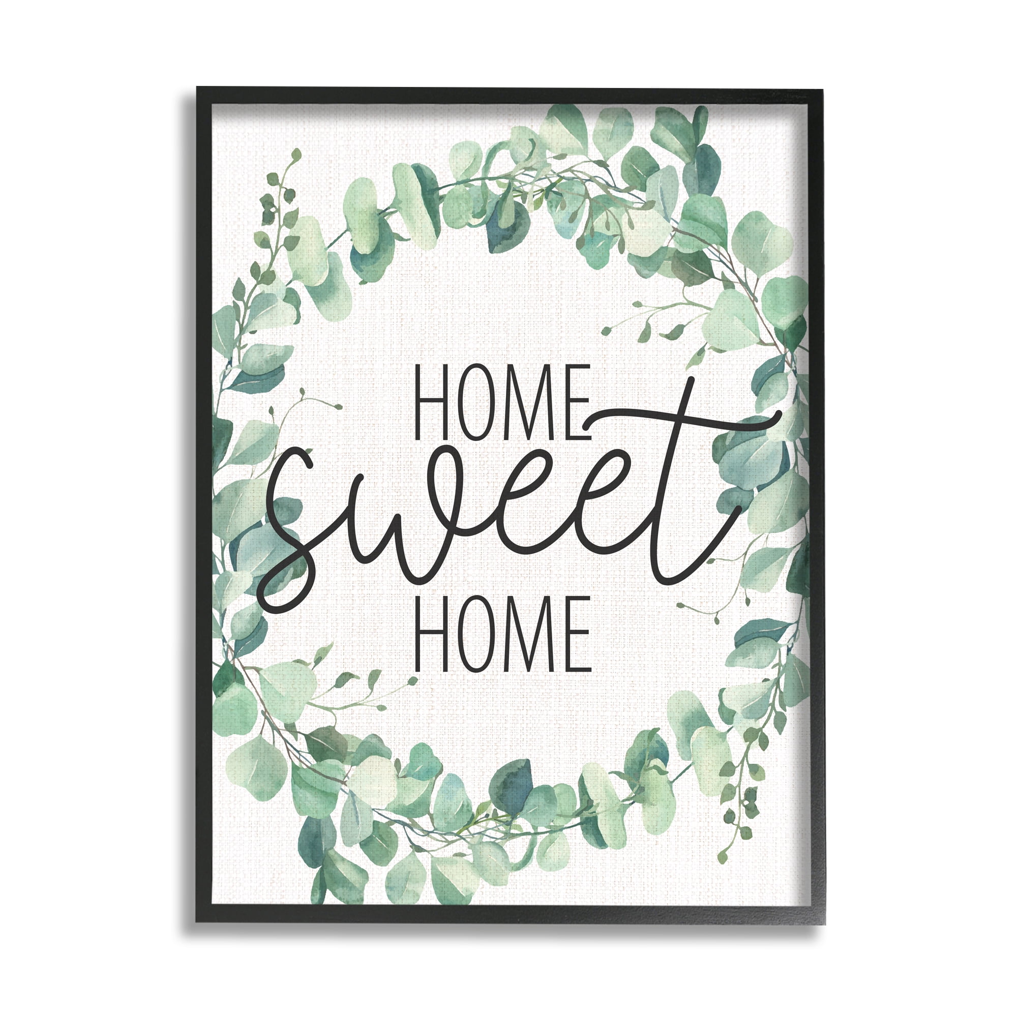 Stupell Industries Home Sweet Home Greeting Green Plant Eucalyptus Wreath, 24 x 30, Designed by Kim Allen