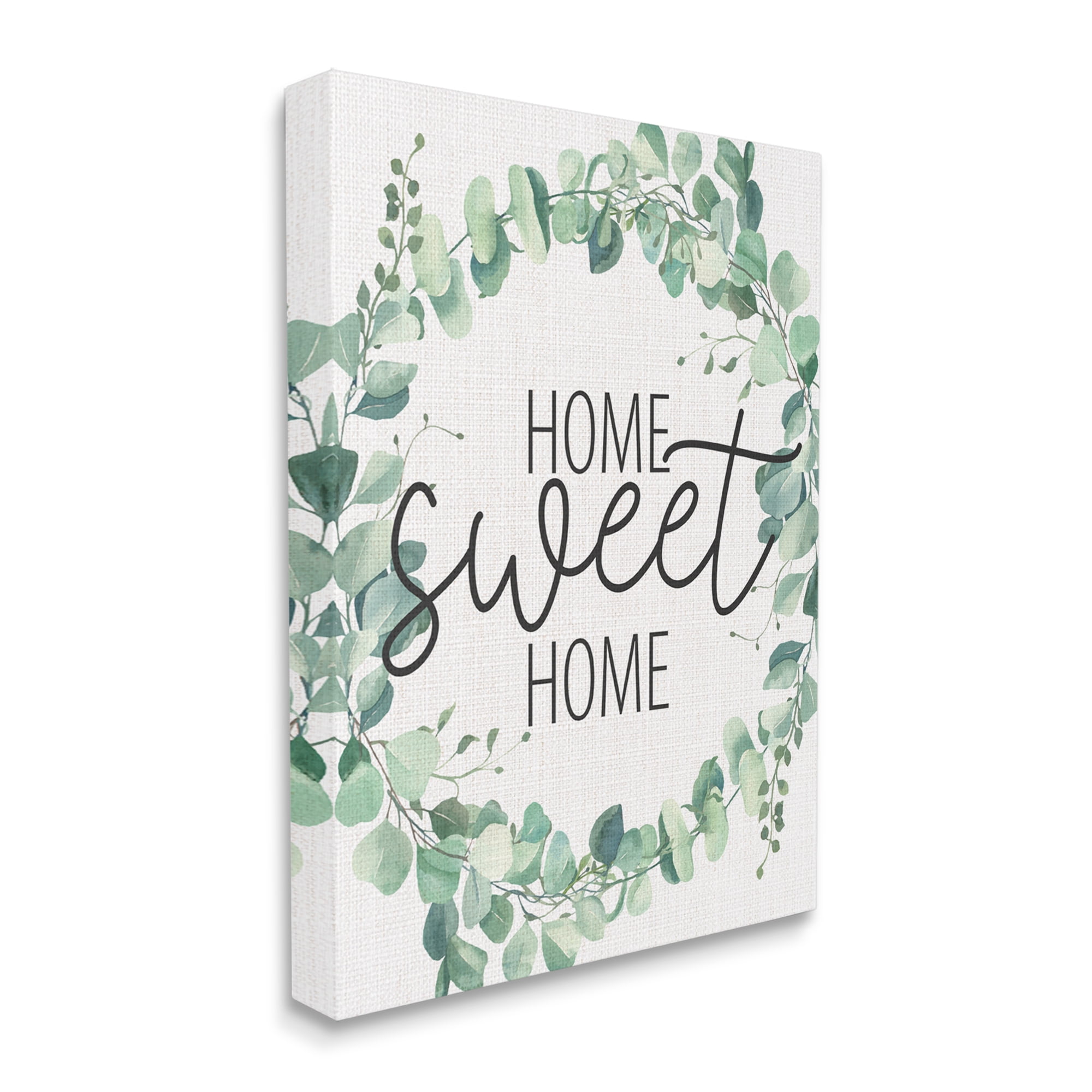 Stupell Industries Home Sweet Home Greeting Green Plant Eucalyptus Wreath, 36 x 48, Designed by Kim Allen