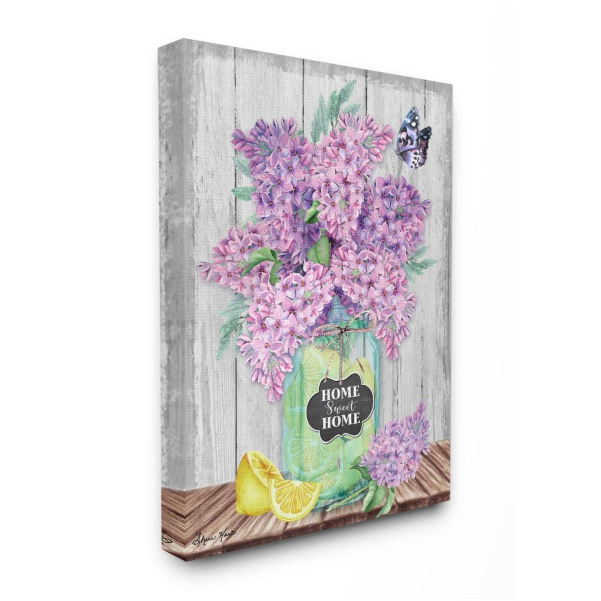 Stupell Industries Home Sweet Home Phrase Lilac Flowers Citrus Jar Design by Sheri Hart, 16" x 20"