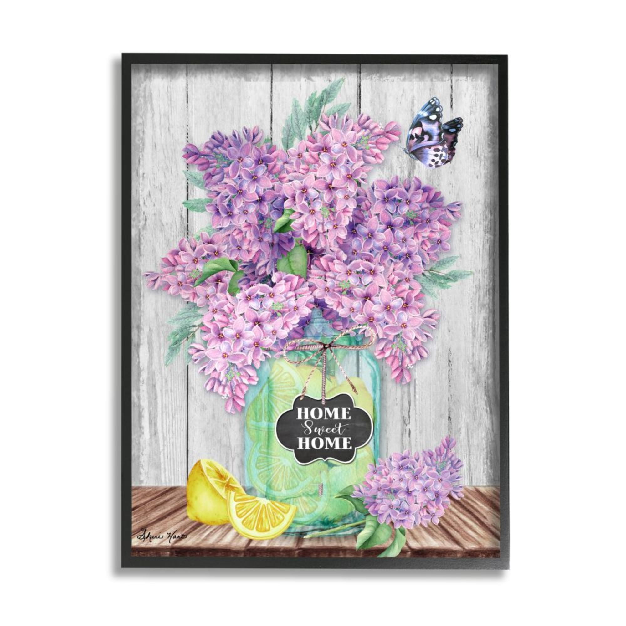 Stupell Industries Home Sweet Home Phrase Lilac Flowers Citrus Jar Design by Sheri Hart