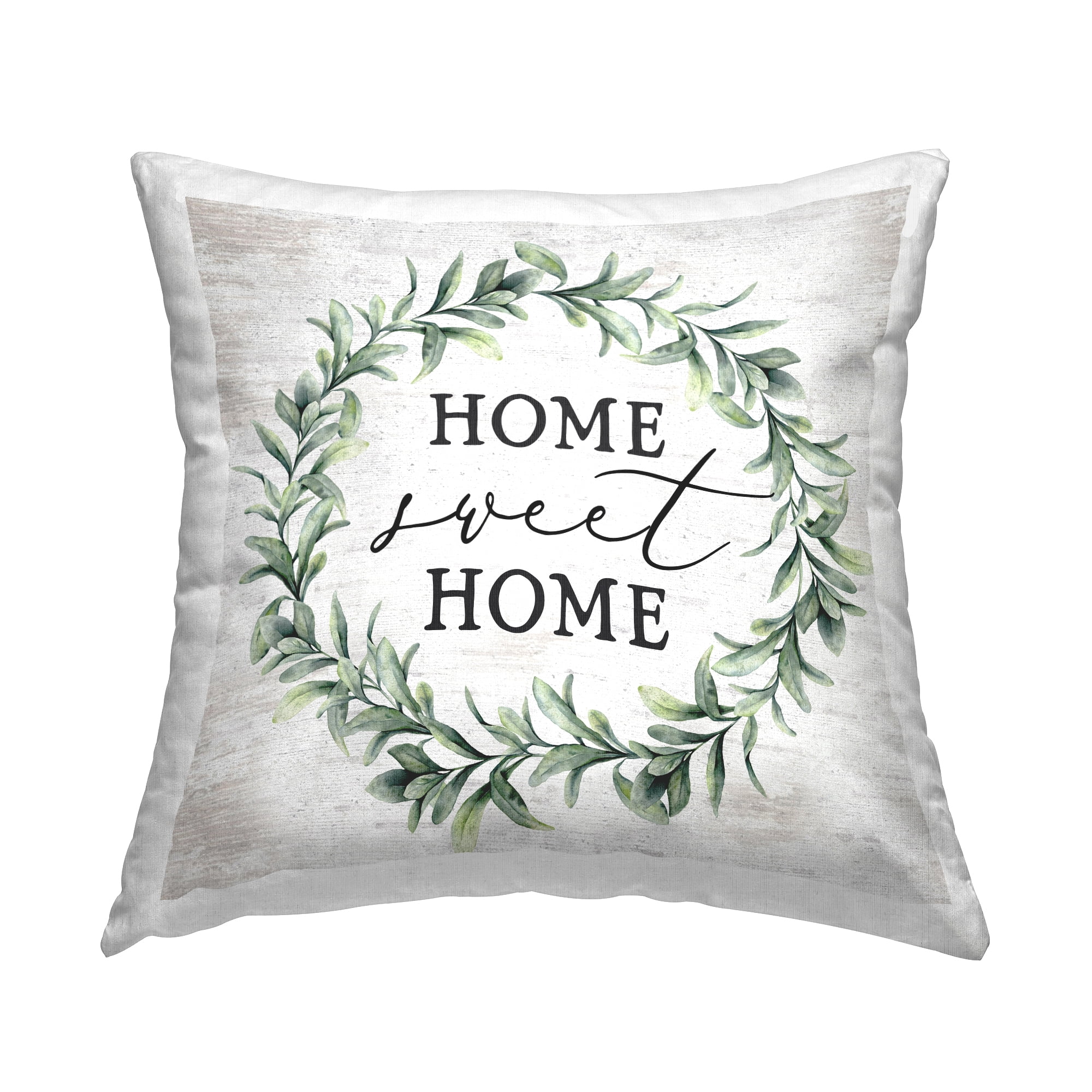 Stupell Industries Home Sweet Home Sentiment Farmhouse Wreath Vintage Green,18 x 7 x 18 Decorative Pillows