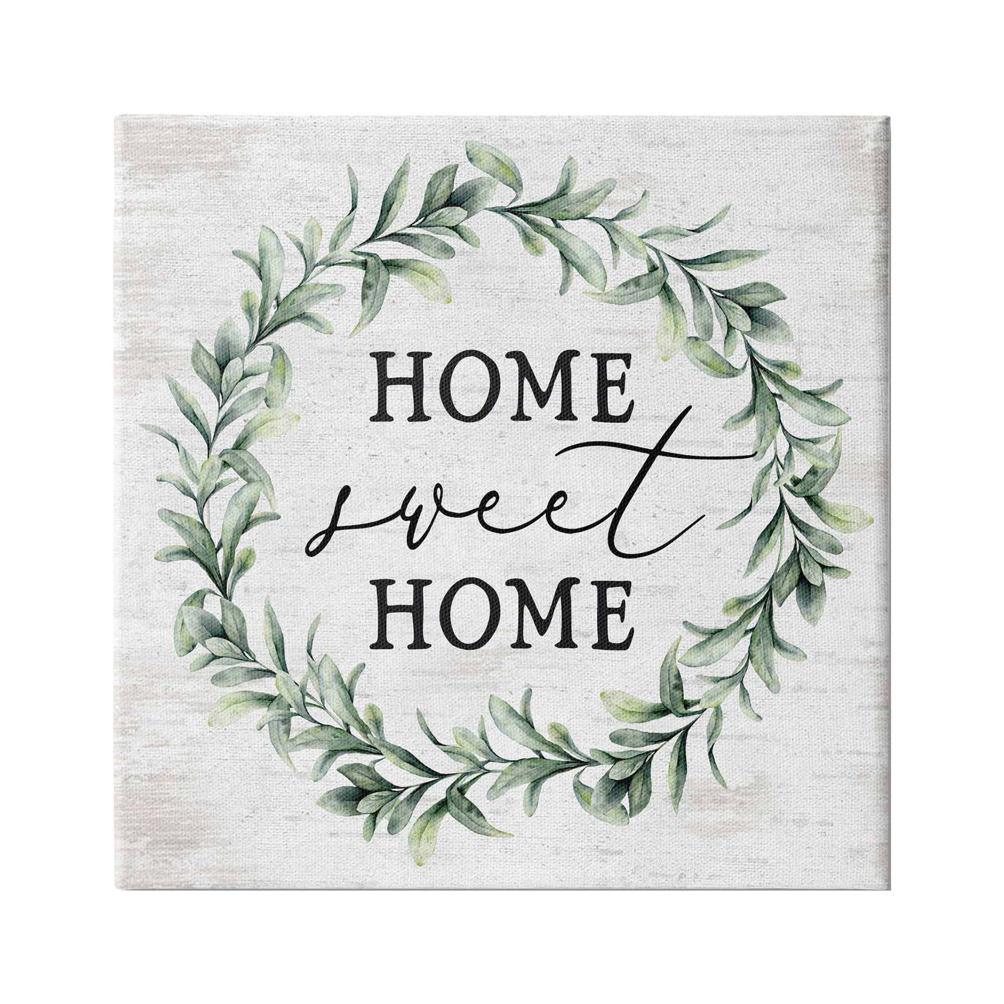 Stupell Industries Home Sweet Home Sentiment Green Botanical Farmhouse Wreath, 17 x 17,Design by Lettered and Lined