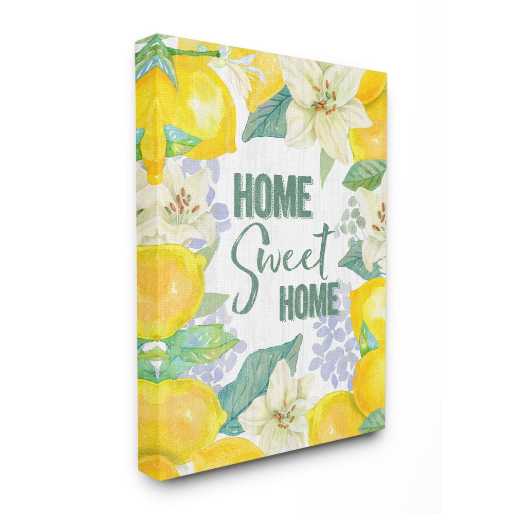 Home Sweet Home Floral Lemon Canvas Wall Art, 25 x 31