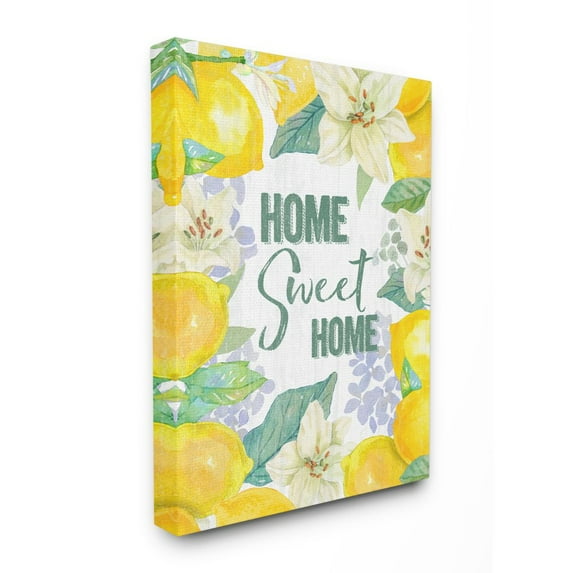 Stupell Industries Home Sweet Home Summer Floral and Lemon Citrus Canvas Wall Art Design by Andrea Tachiera, 36" x 48"