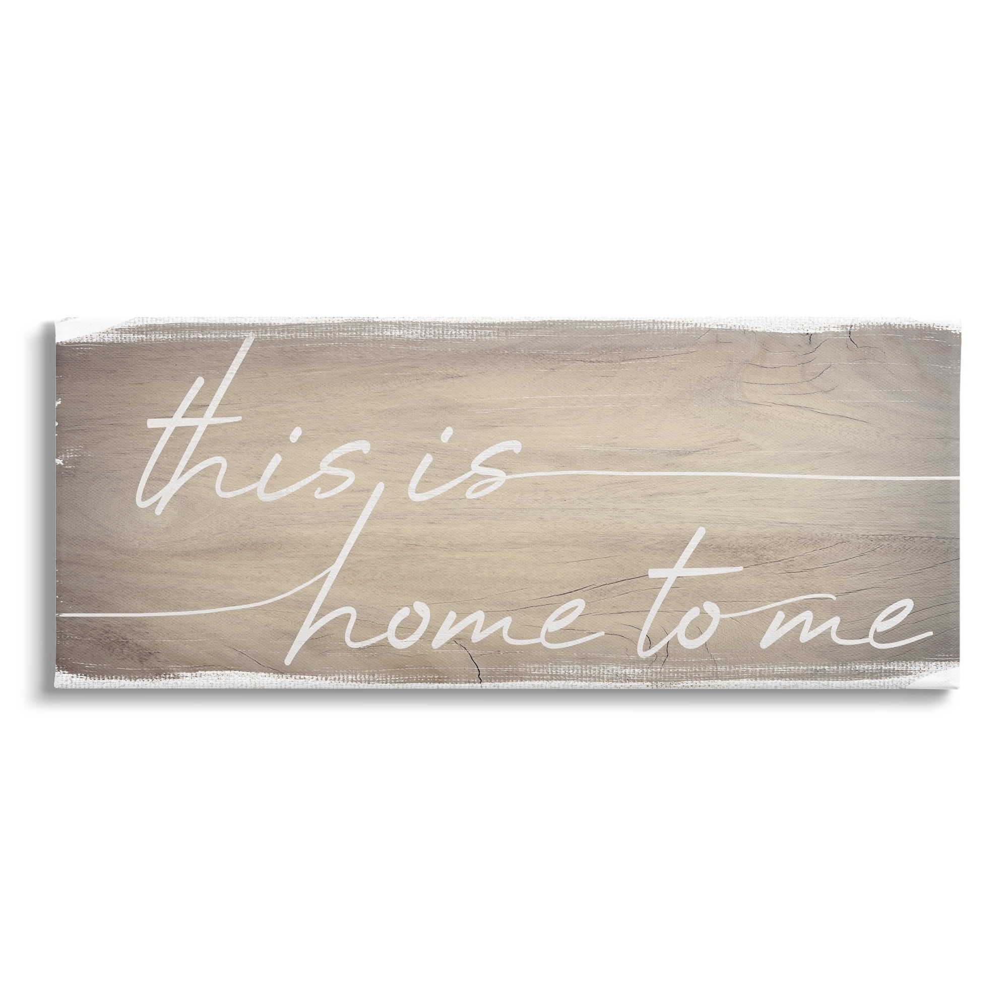 Stupell Industries Home To Me Rustic Grain Pattern Cursive Phrase Canvas Wall Art, 30 x 13, Design by Daphne Polselli