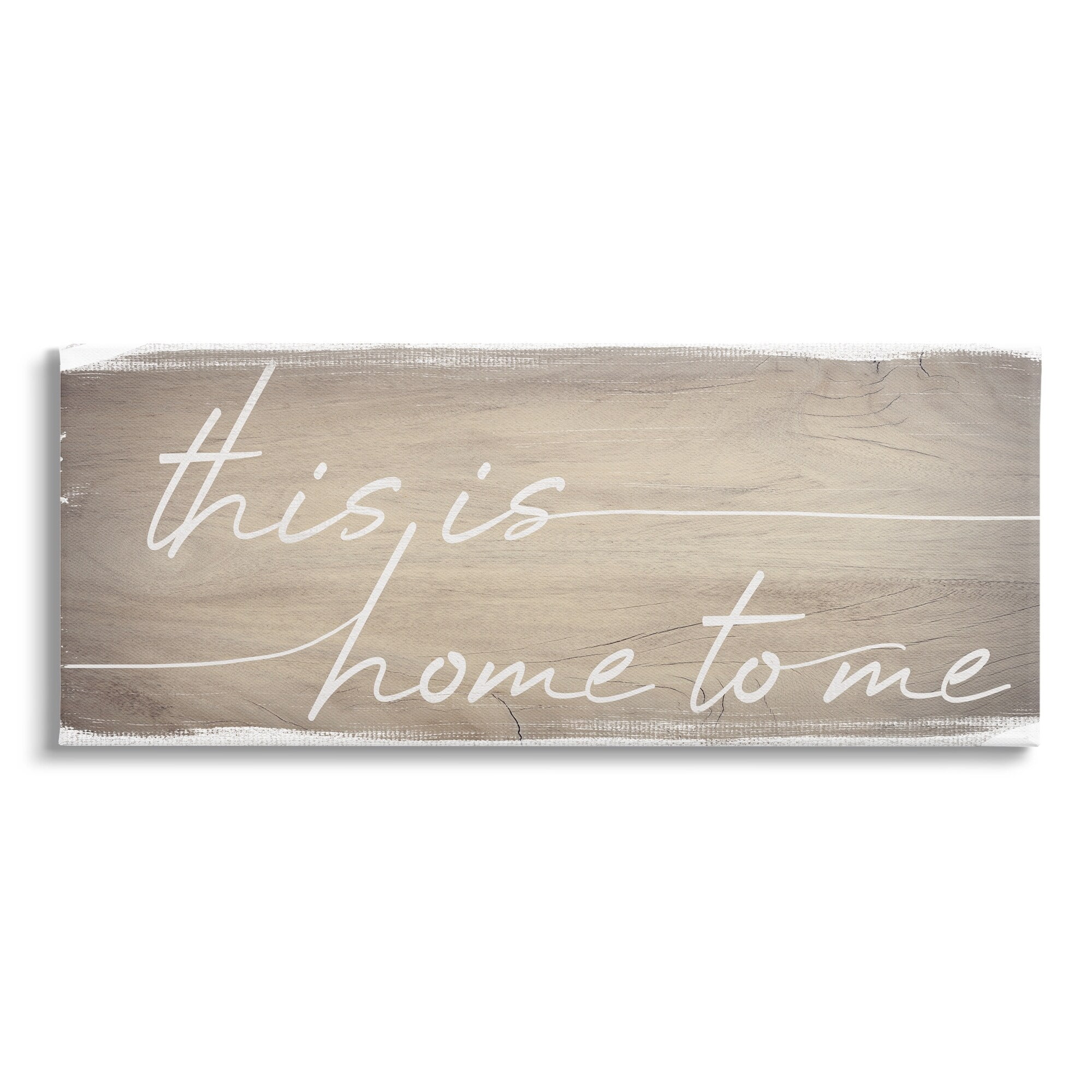 Stupell Industries Home To Me Rustic Grain Pattern Cursive Phrase Canvas Wall Art, 48 x 20, Design by Daphne Polselli