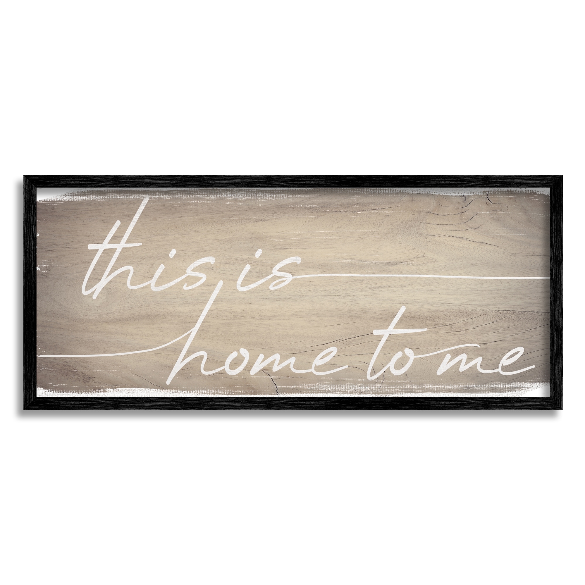 Stupell Industries Home To Me Rustic Grain Pattern Cursive Phrase Framed Wall Art, 30 x 13, Design by Daphne Polselli