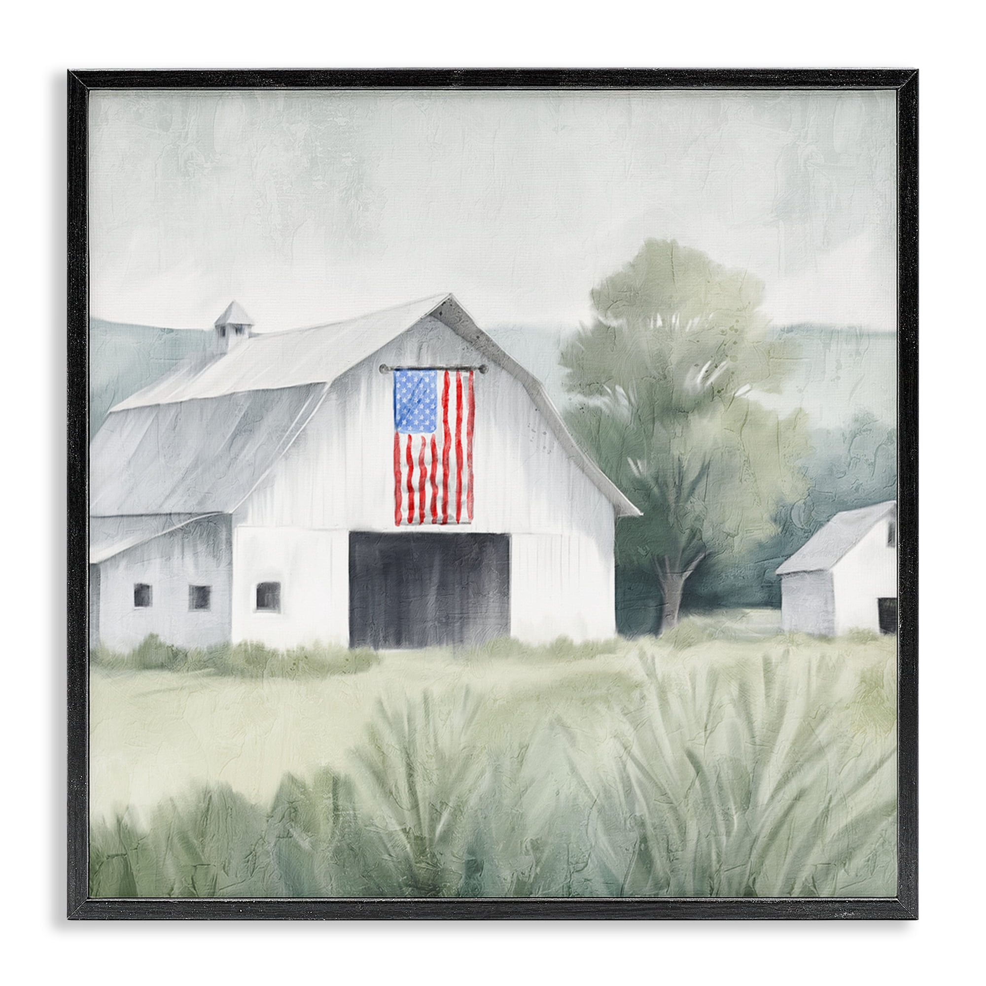 Stupell Industries Home USA Flag Barn Black Framed Giclee Art, design by Kim Allen