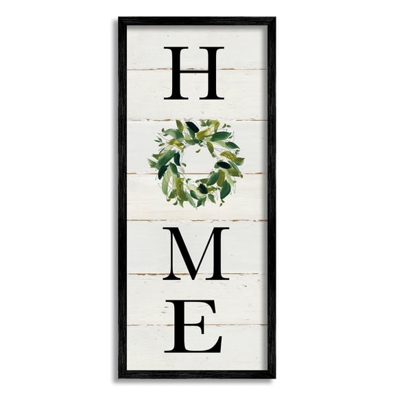 Stupell Industries Home Vertical Phrase Green Leaf Wreath Family Typography, 10 x 24, Design by Carol Robinson