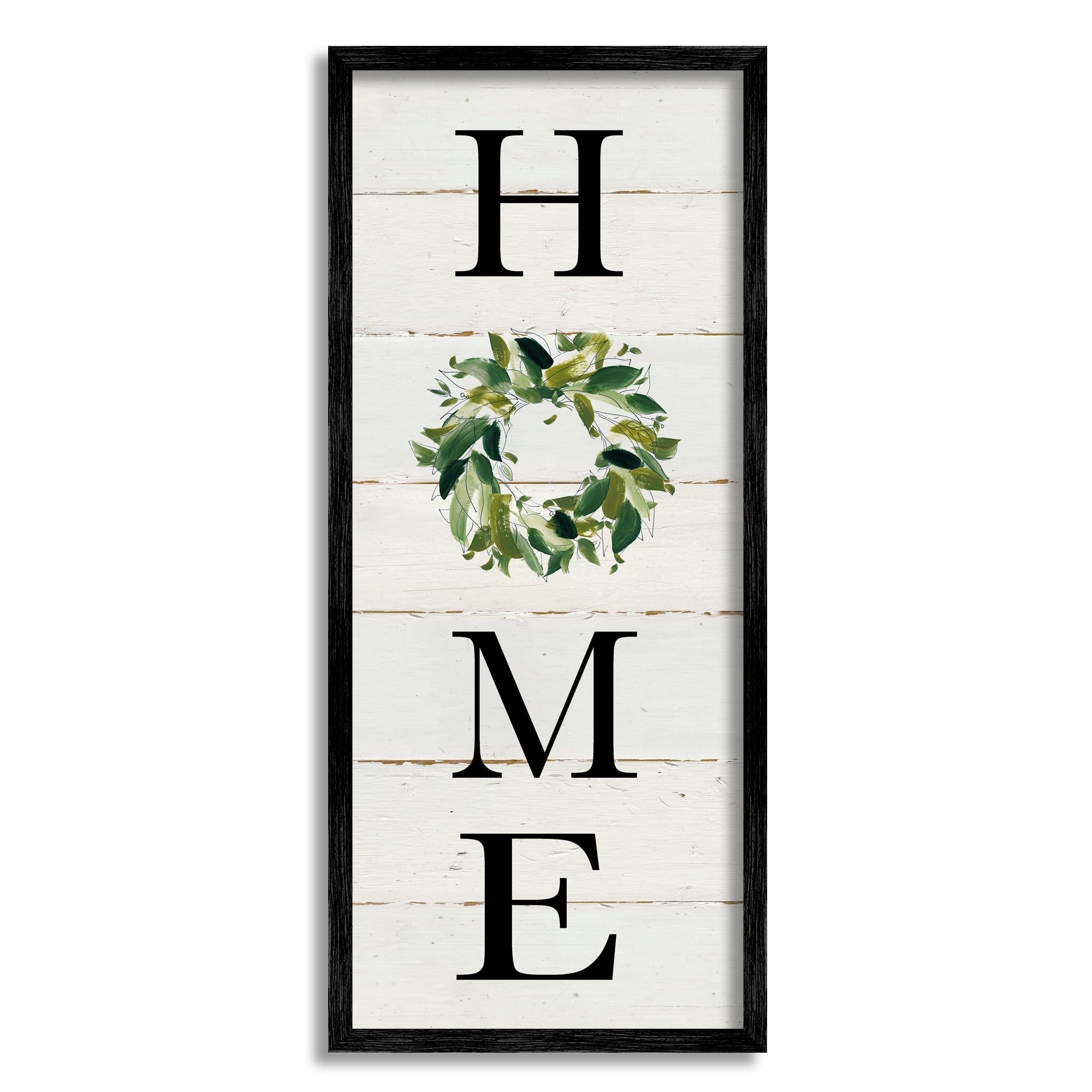 Stupell Industries Home Vertical Phrase Green Leaf Wreath Family Typography, 13 x 30, Design by Carol Robinson