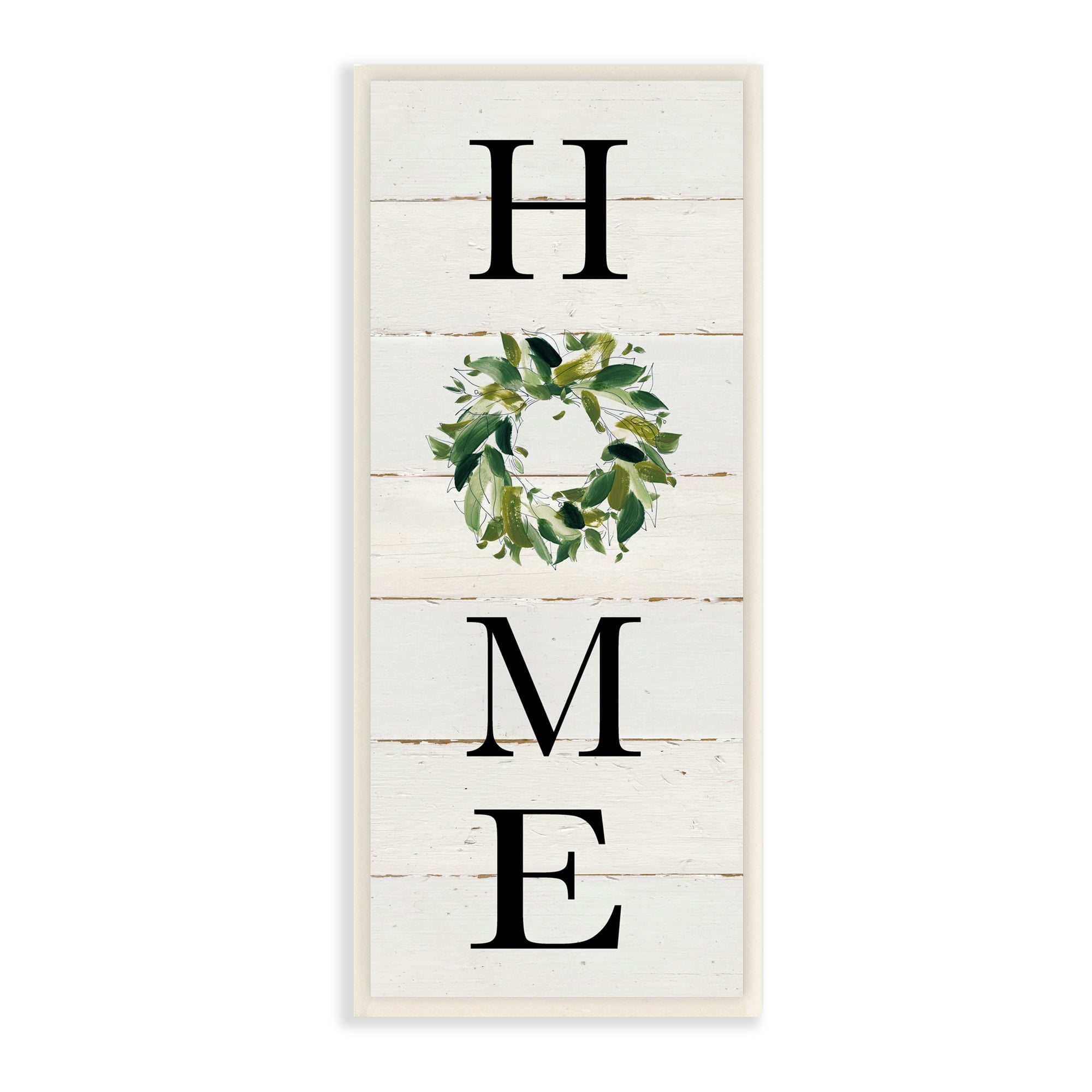 Stupell Industries Home Vertical Phrase Green Leaf Wreath Family Typography Graphic Art Unframed Art Print Wall Art, 7x17, by Carol Robinson