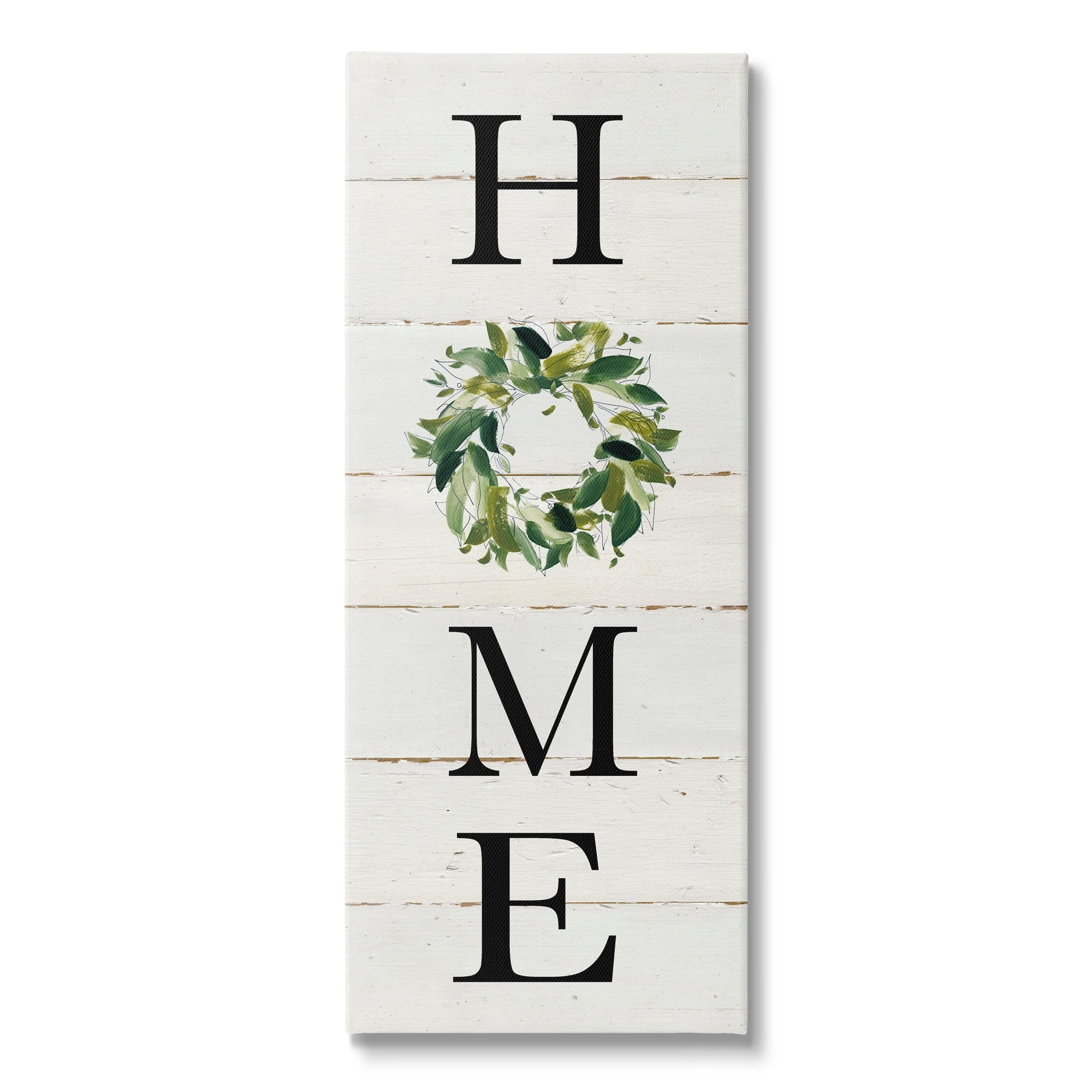 Stupell Industries Home Vertical Phrase Green Leaf Wreath Family Typography Rustic Painting Gallery-Wrapped Canvas Print Wall Art, 20 x 48, Design by Carol Robinson