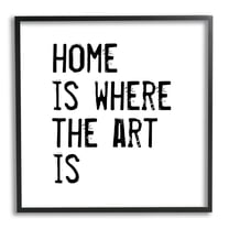 Stupell Industries Home Where Art Is Weathered Stamp Style Text Graphic Art Black Framed Art Print Wall Art, Design by J. Weiss