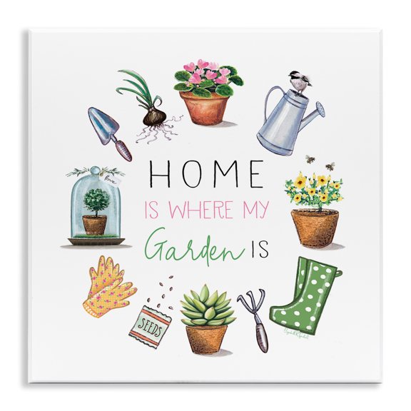 Stupell Industries Rustic Lodge Home Where Garden Is Wall Plaque Art, 12 x 12, by Elizabeth Tyndall