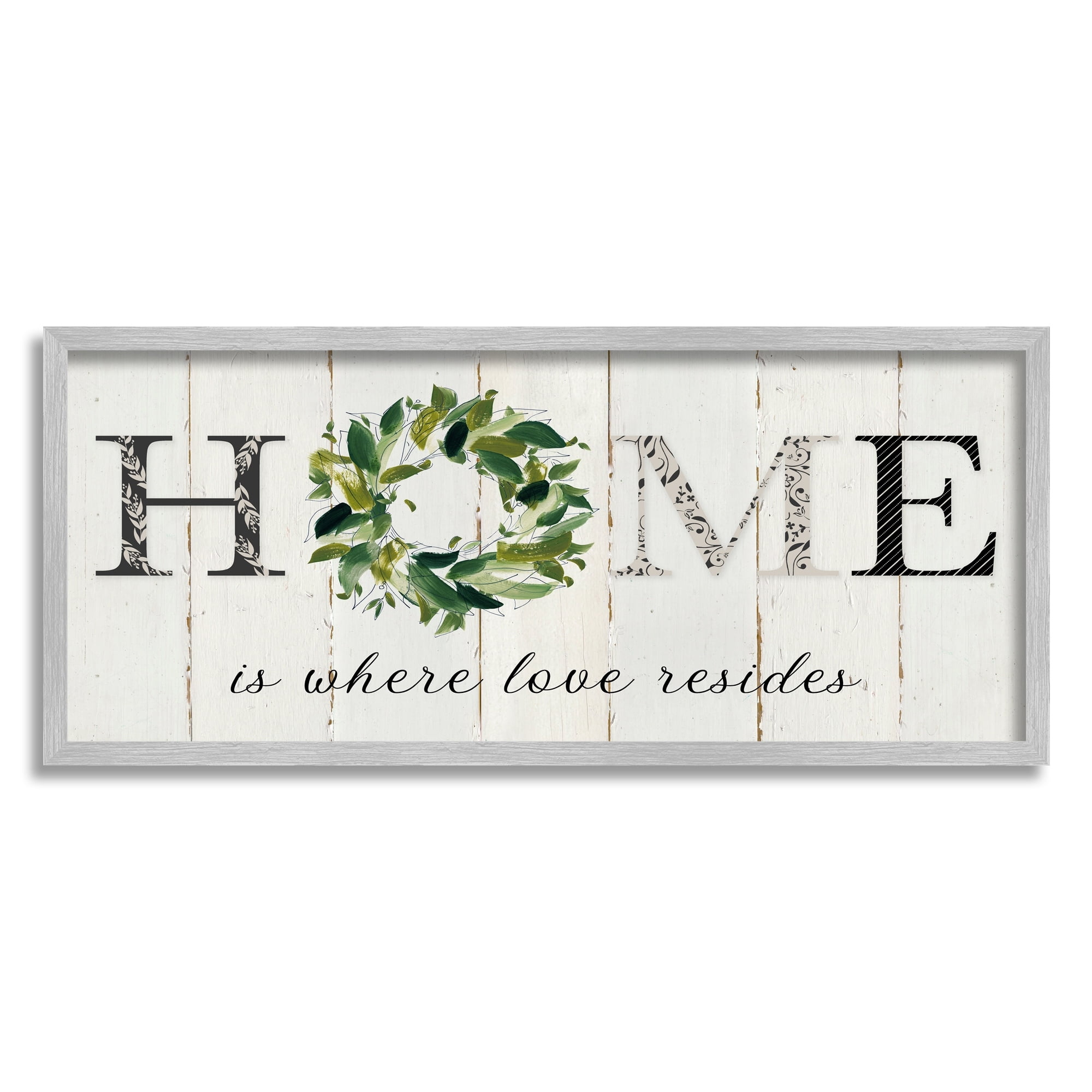 Stupell Industries Home Where Love Resides Phrase Charming Farmhouse Sign, 30 x 13, Design by Carol Robinson
