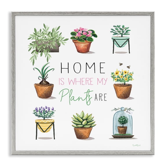 Stupell Industries Cottage Home Where Plants Are Gray Framed Giclee Art, 12 x 12, by Elizabeth Tyndall